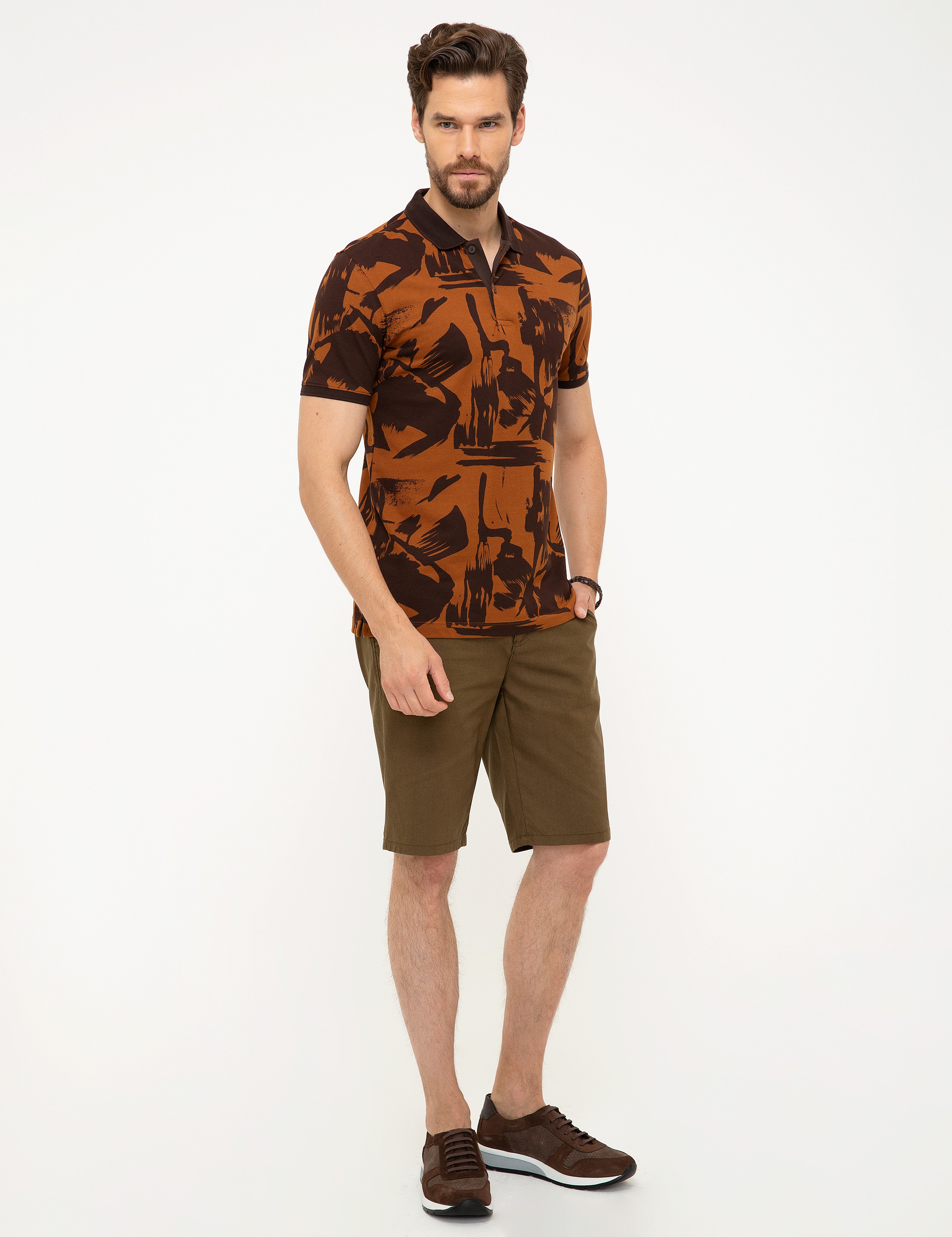 Kahverengi Slim Fit Polo Yaka T-Shirt - Image 4
