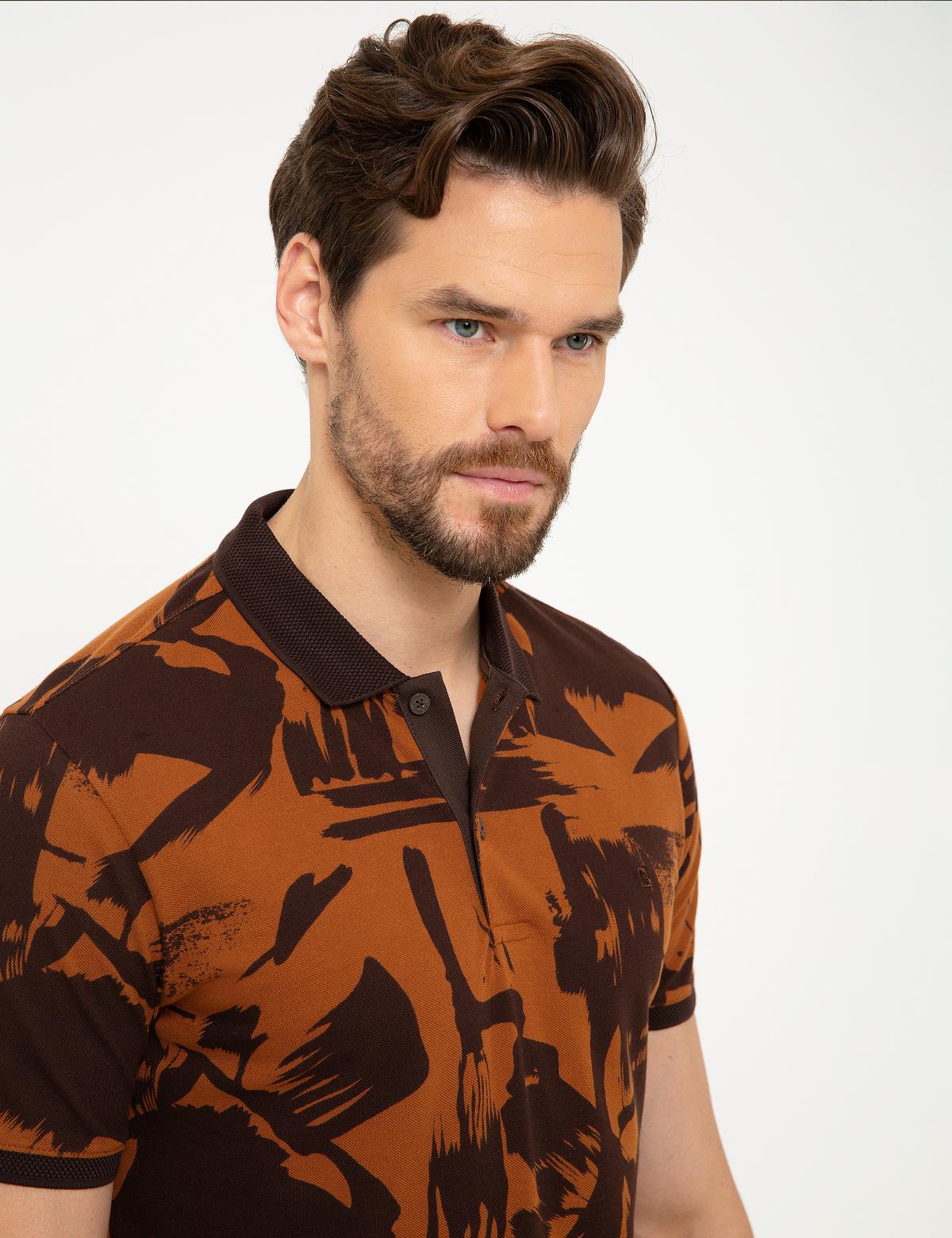 Kahverengi Slim Fit Polo Yaka T-Shirt - 50200302001