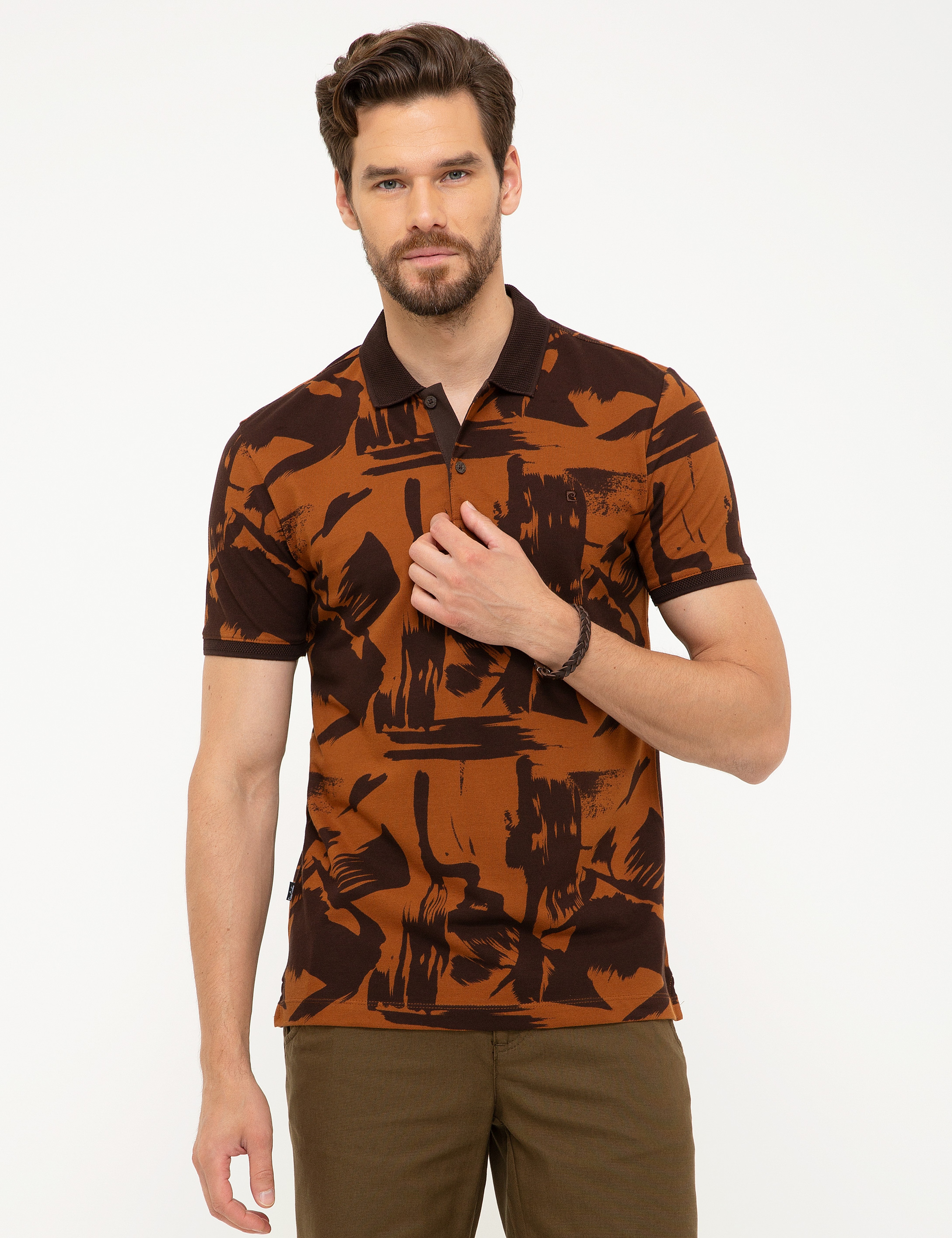 Kahverengi Slim Fit Polo Yaka T-Shirt - Image 1
