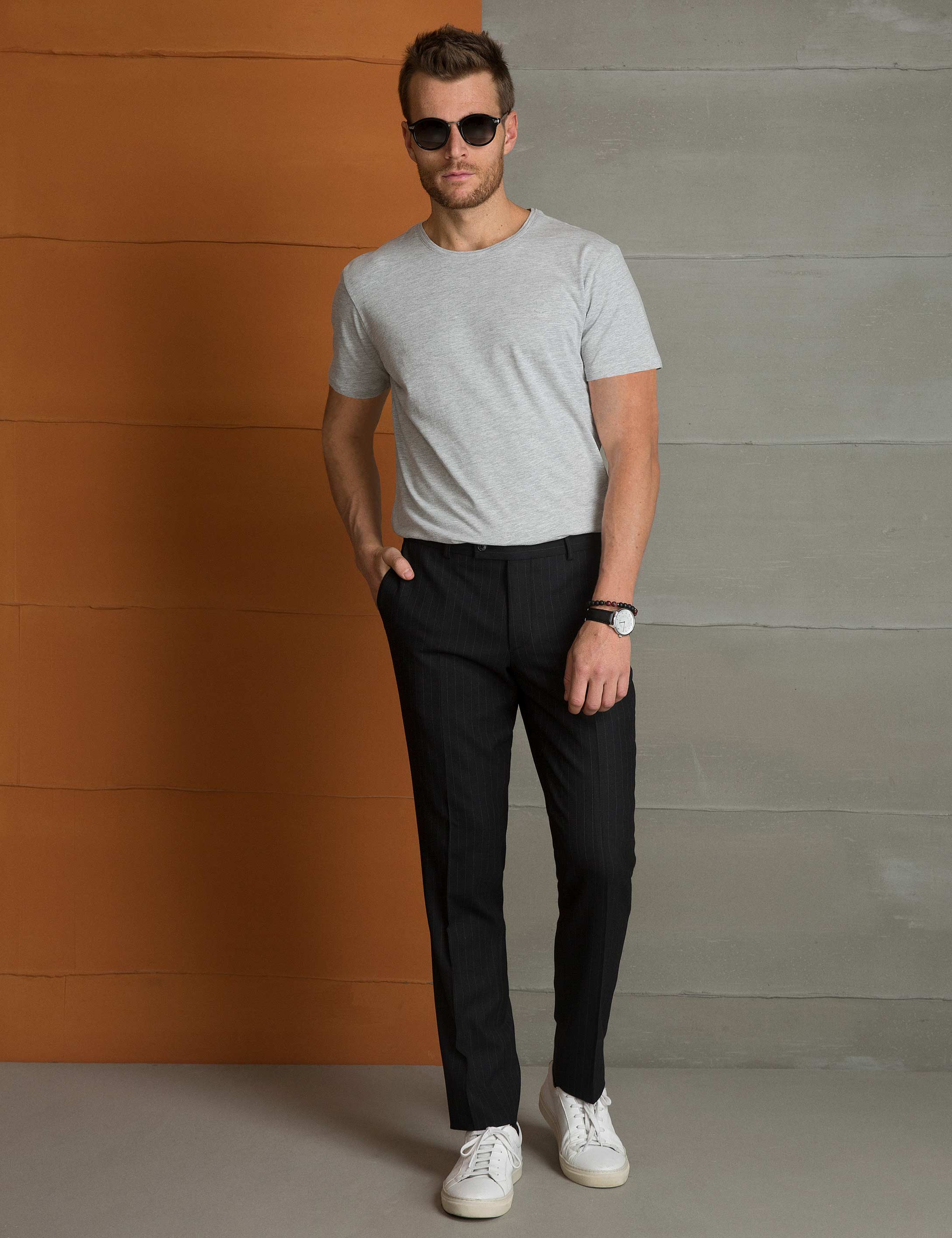Açık Gri Slim Fit T-Shirt - Image 1