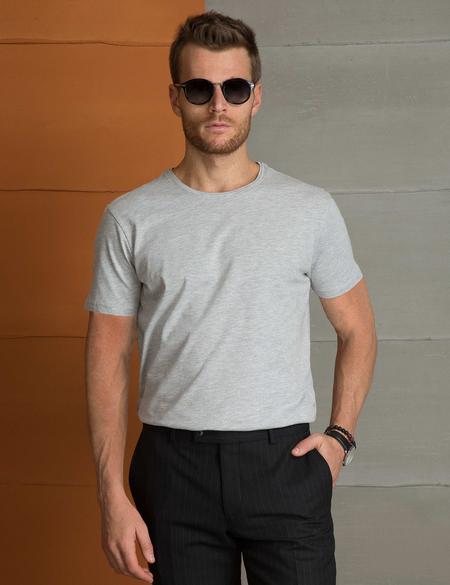 Açık Gri Slim Fit T-Shirt - 50200368010
