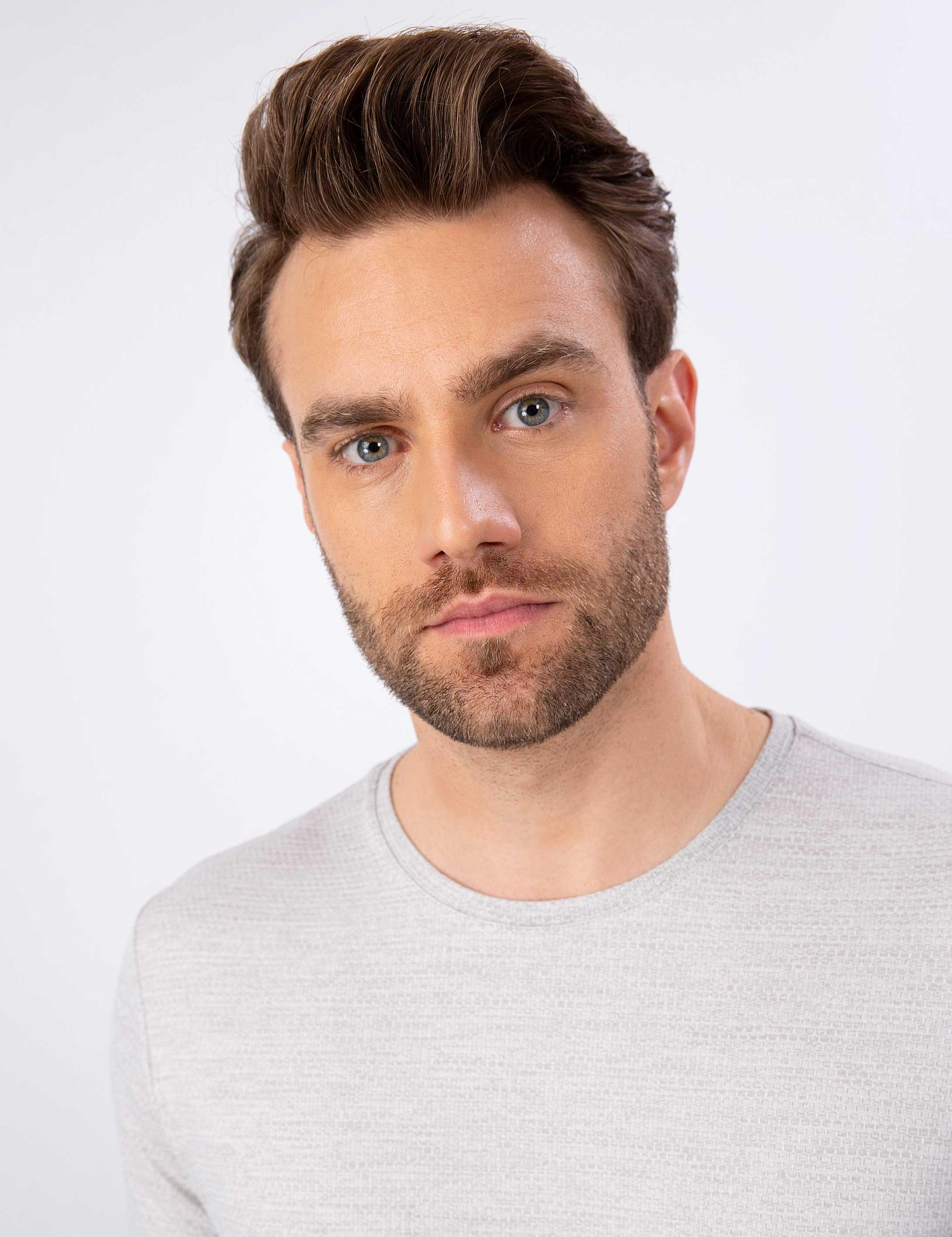 Gri Slim Fit Bisiklet Yaka T-Shirt