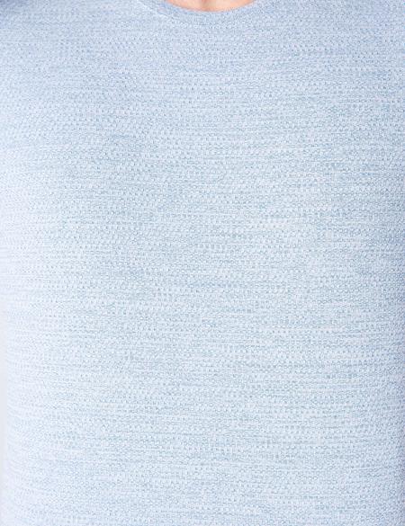 Petrol Mavi Slim Fit Bisiklet Yaka T-Shirt - 50200374047