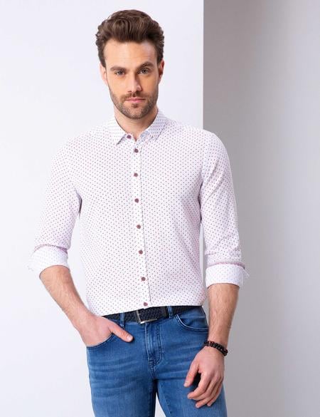 Kırmızı Slim Fit Uzun Kollu Gömlek - 50200622001