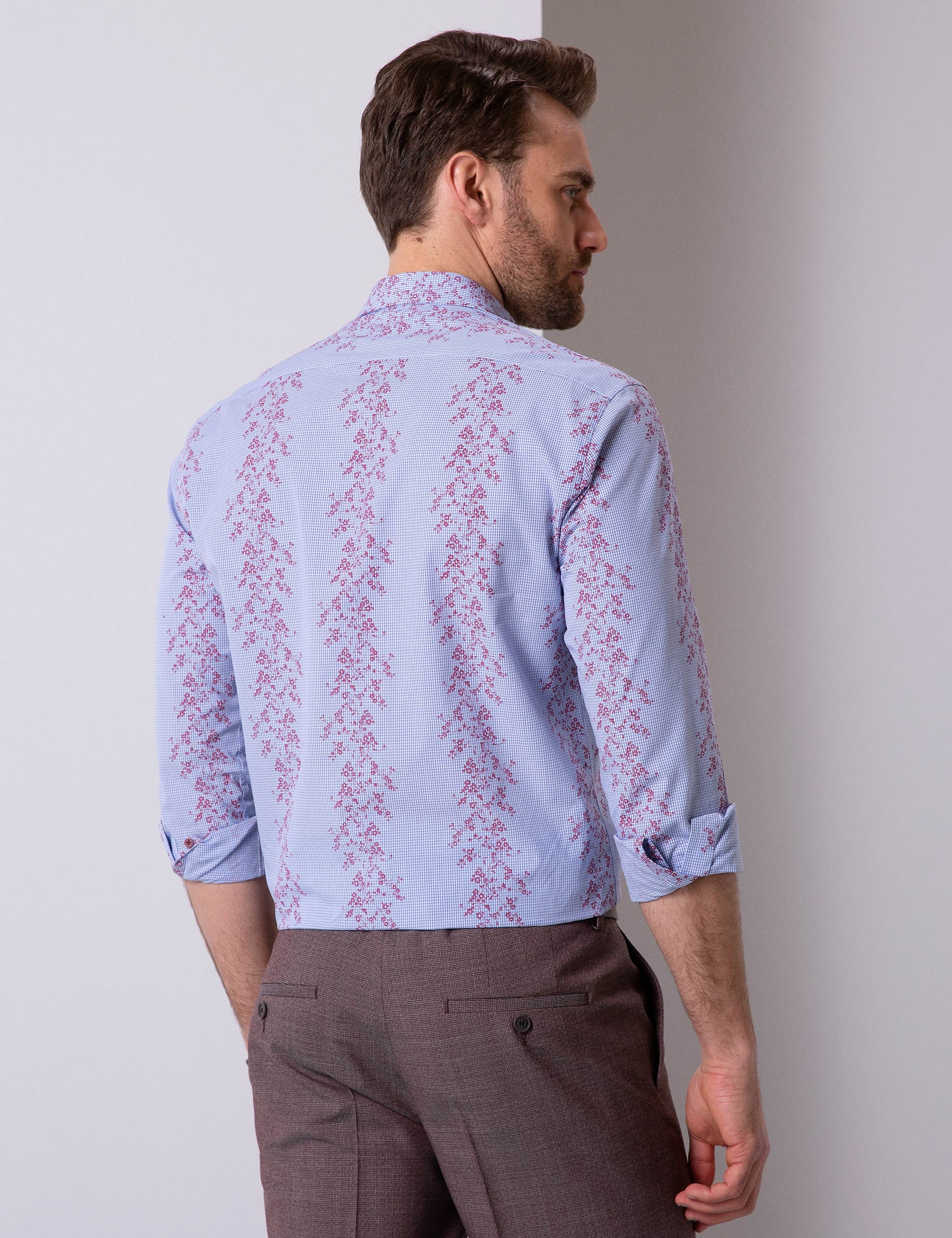 Mavi Slim Fit Uzun Kollu Gömlek - Image 3