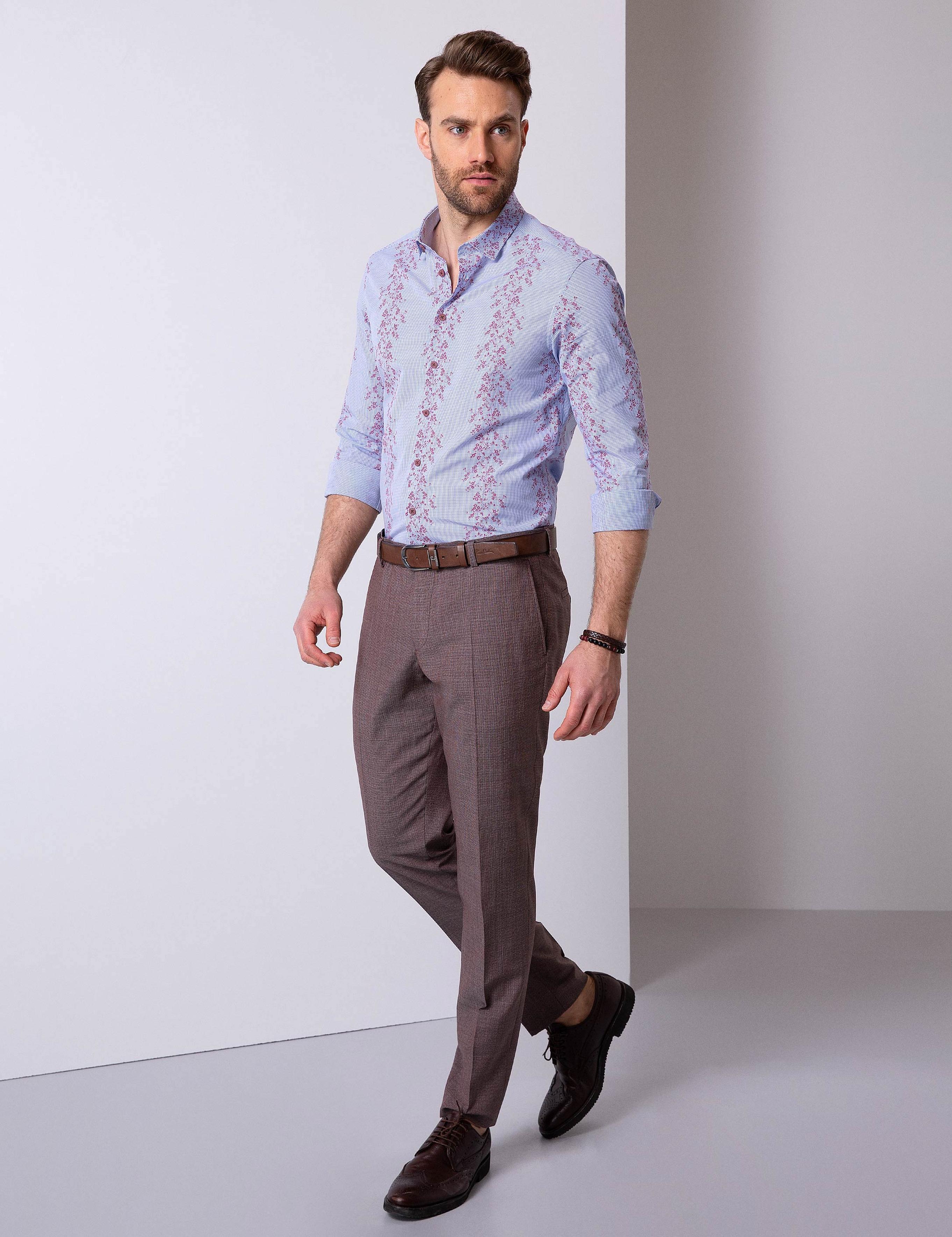 Mavi Slim Fit Uzun Kollu Gömlek