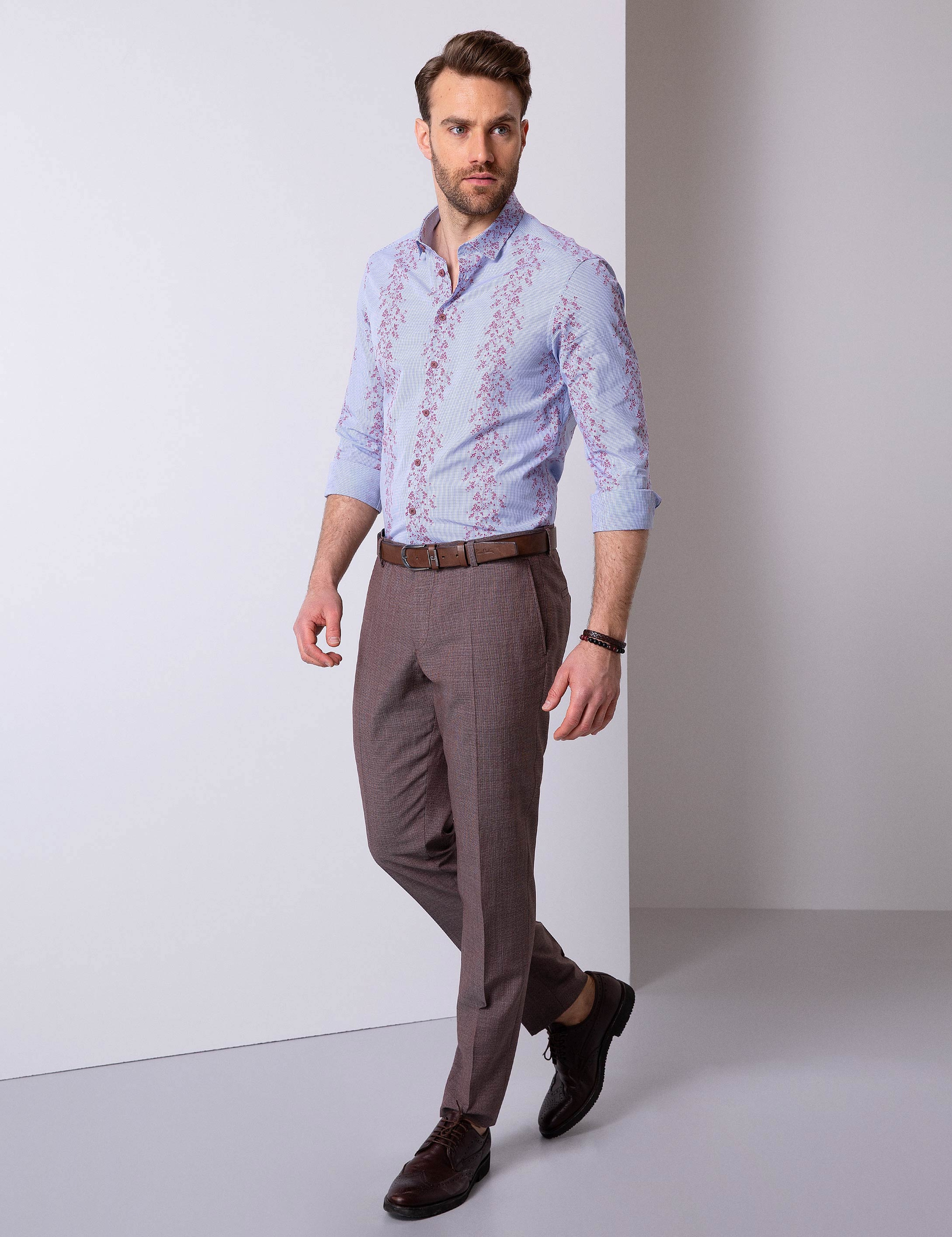 Mavi Slim Fit Uzun Kollu Gömlek - Image 2