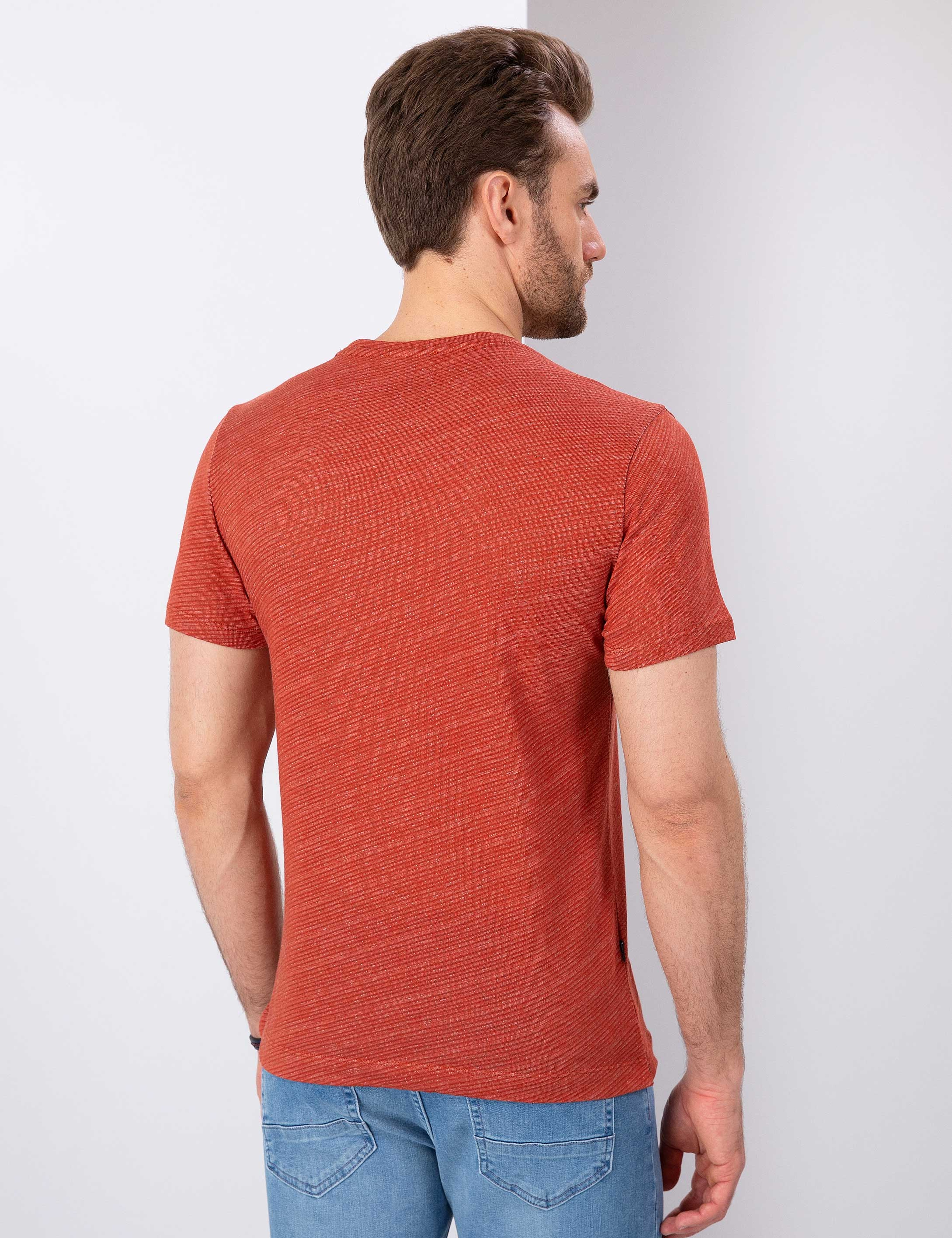 Kiremit Slim Fit Bisiklet Yaka T-Shirt - Image 3