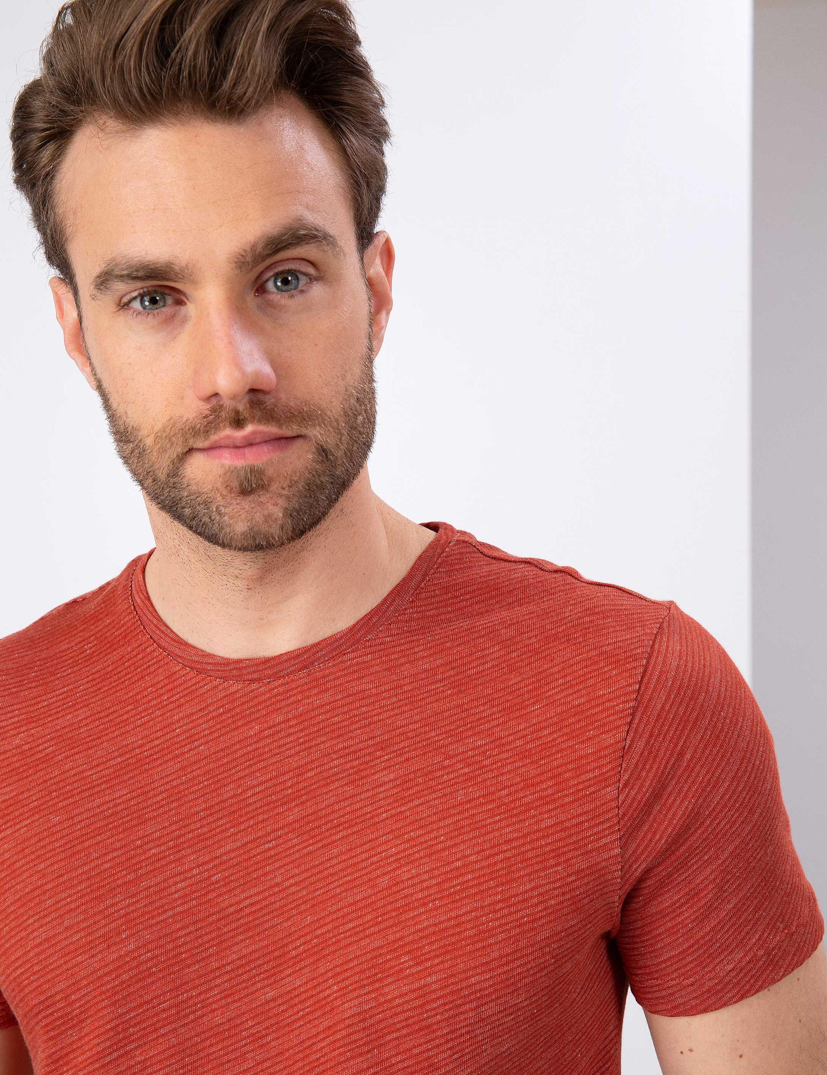 Kiremit Slim Fit Bisiklet Yaka T-Shirt