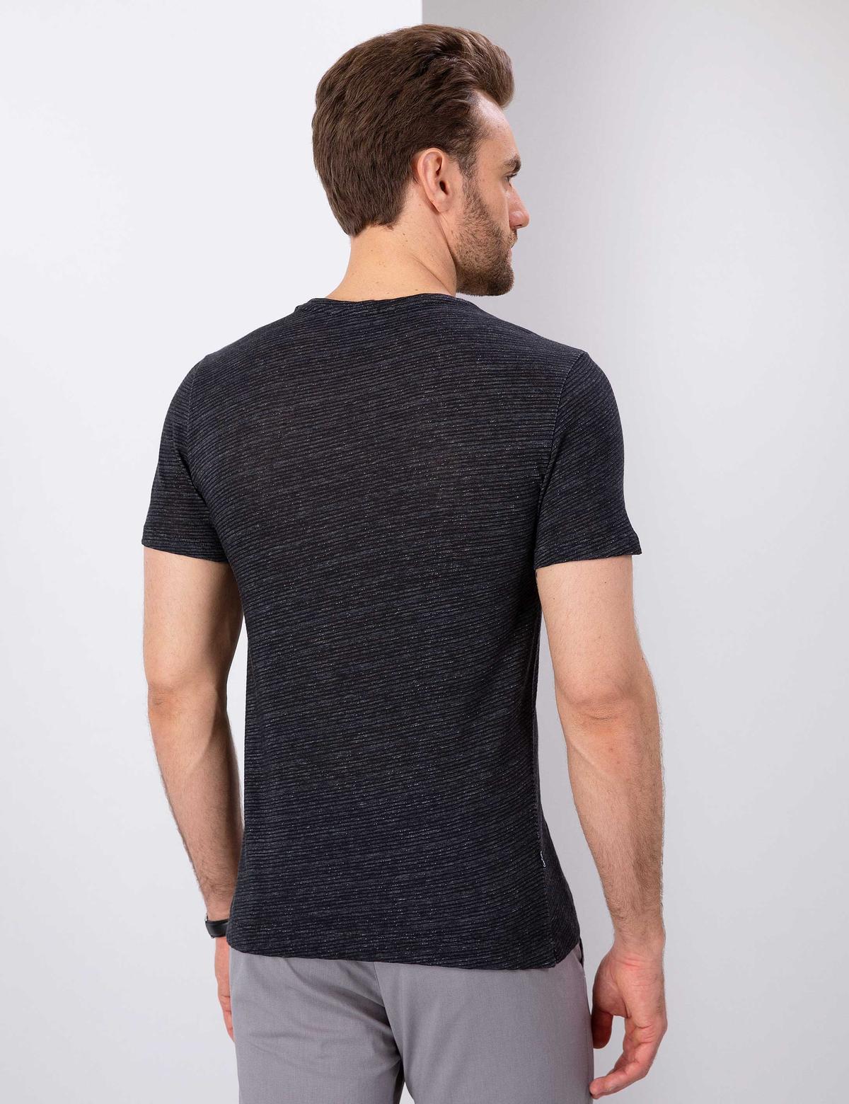 Siyah Slim Fit Bisiklet Yaka T-Shirt - 50200628028