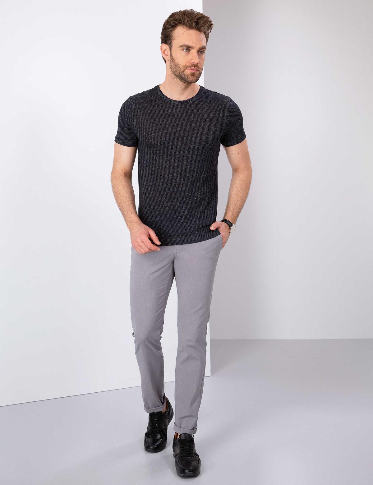 Siyah Slim Fit Bisiklet Yaka T-Shirt - 50200628028