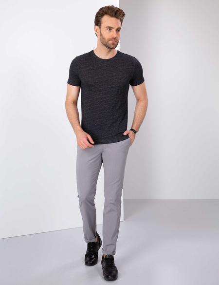 Siyah Slim Fit Bisiklet Yaka T-Shirt - 50200628028