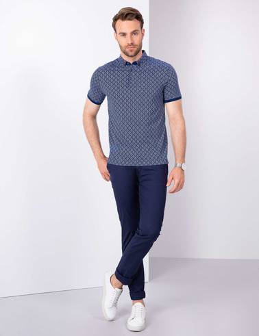 Lacivert Slim Fit Polo Yaka T-Shirt