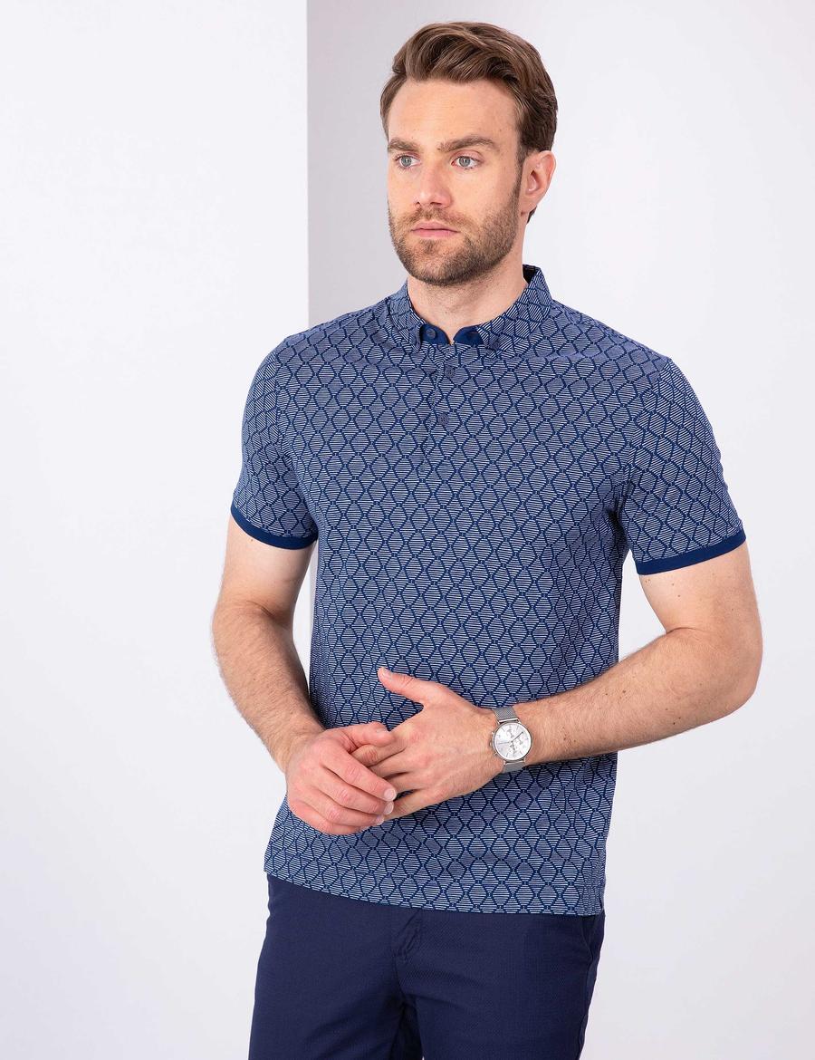 Lacivert Slim Fit Polo Yaka T-Shirt