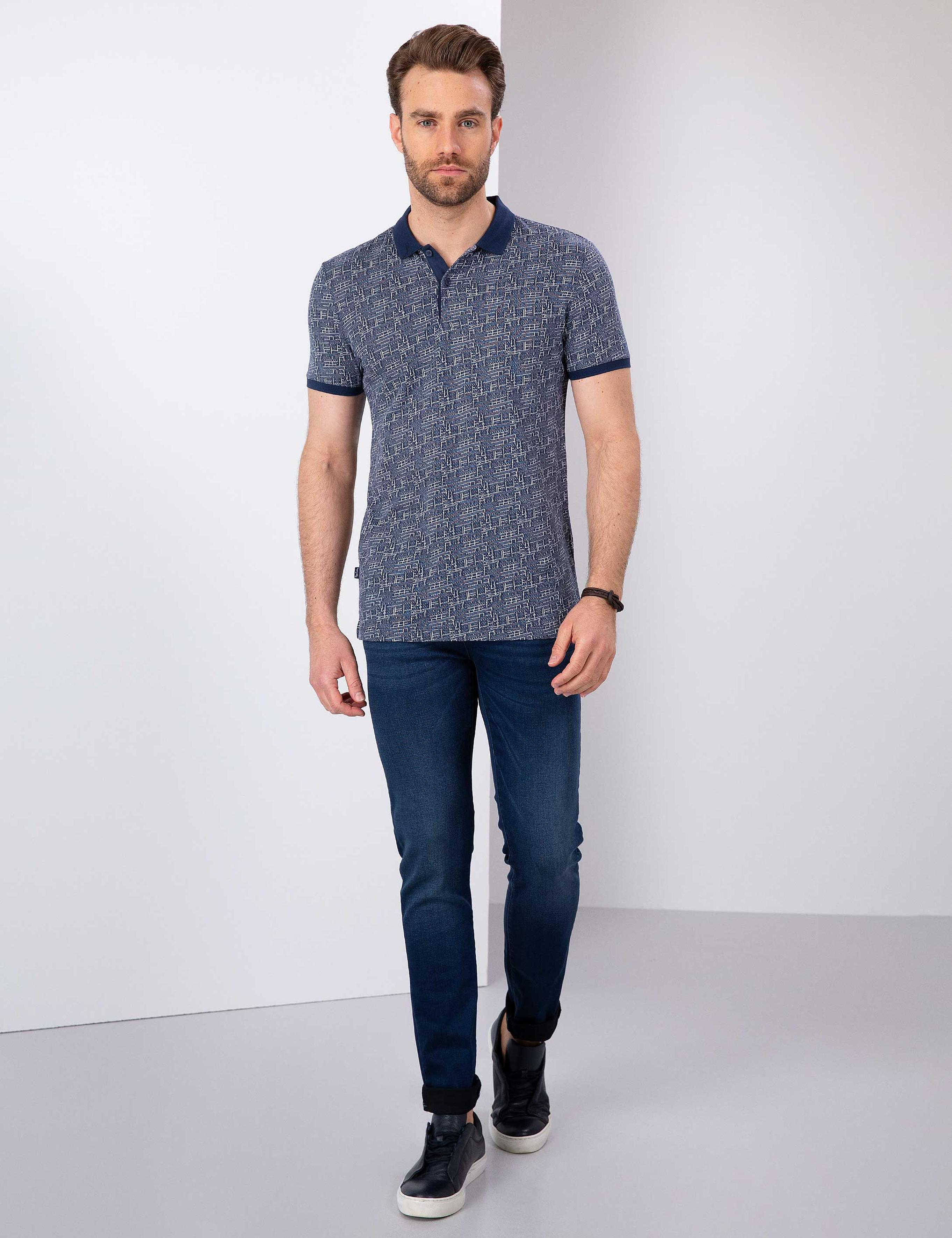 Lacivert Slim Fit Polo Yaka Tişört