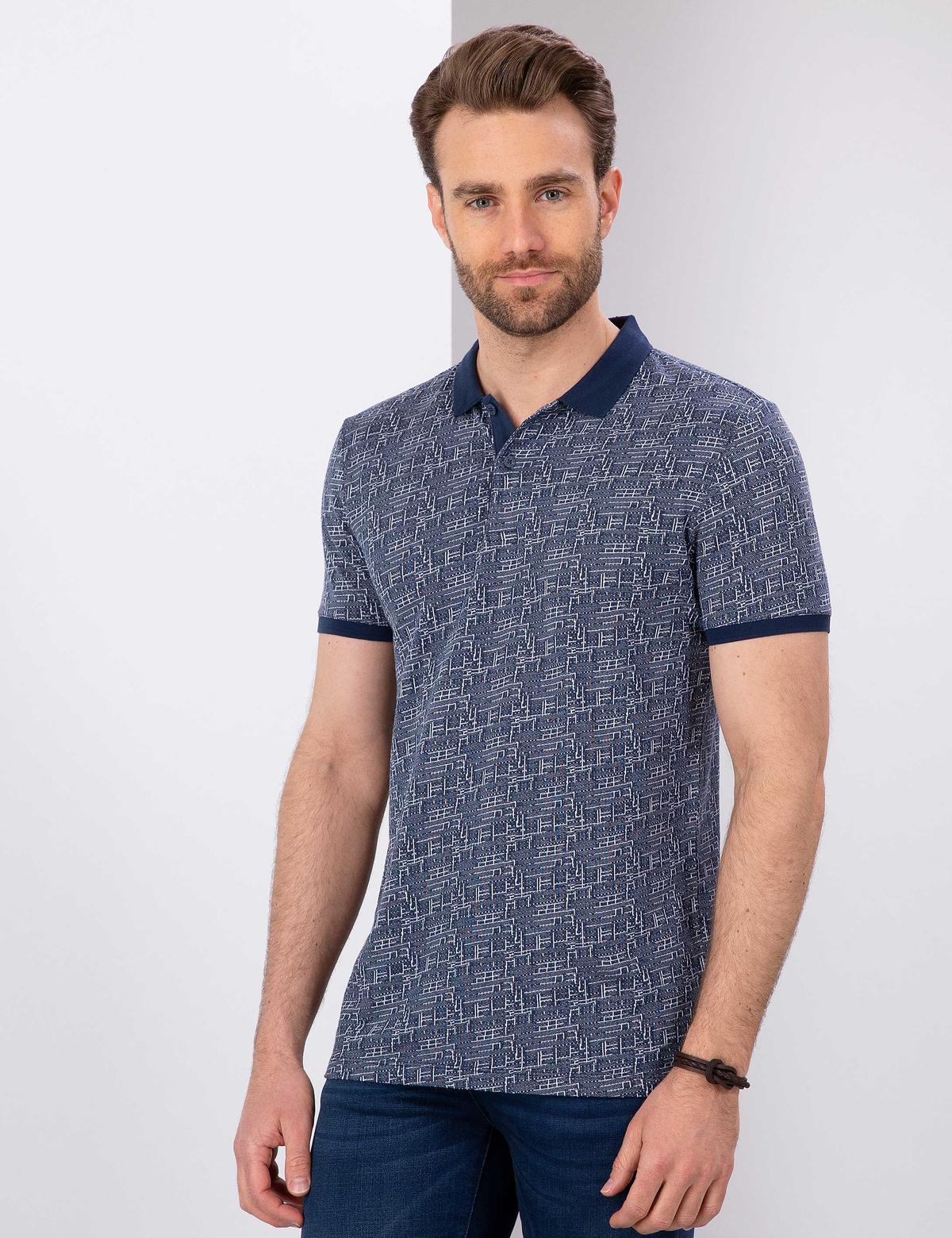 Lacivert Slim Fit Polo Yaka Tişört