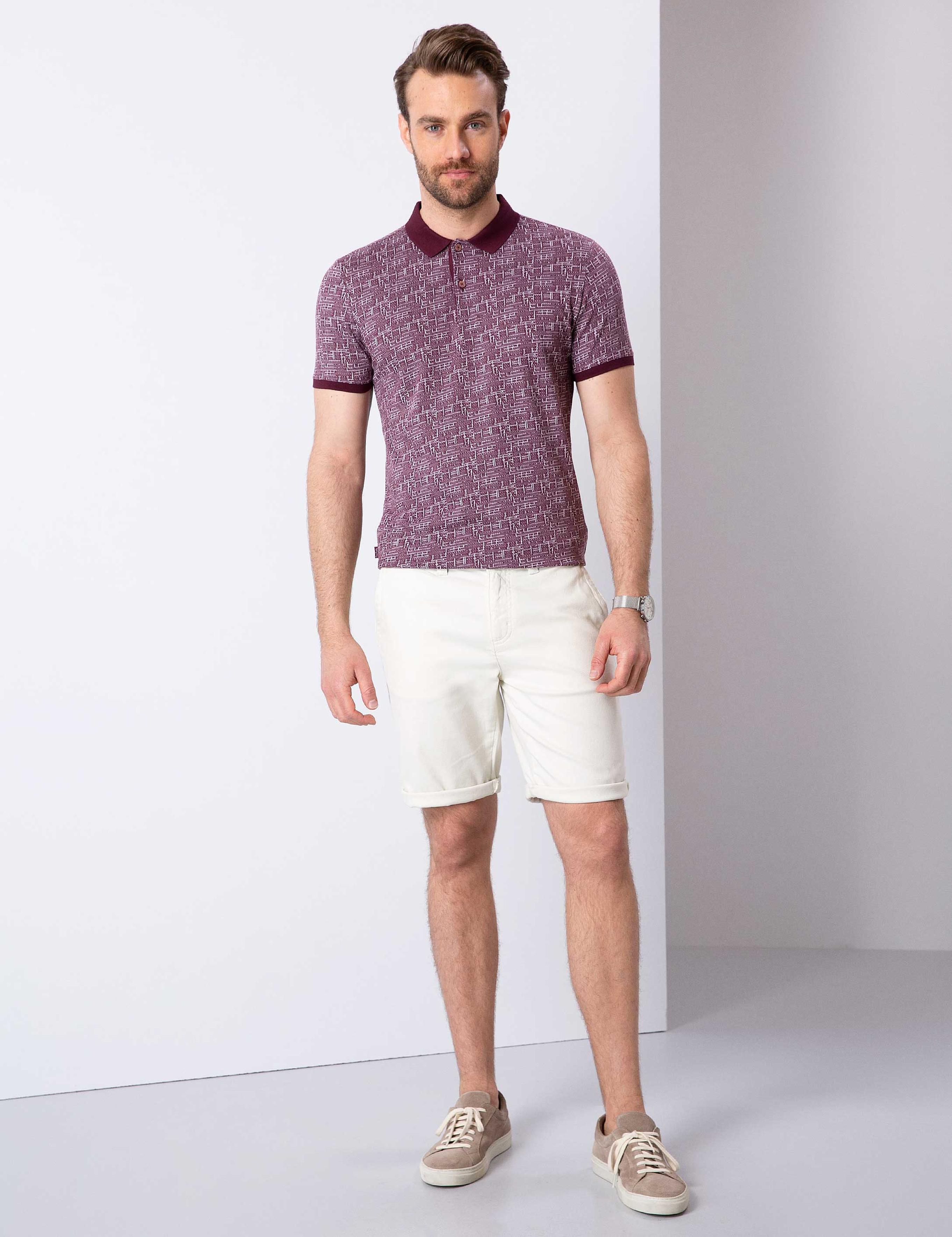 Bordo Slim Fit Polo Yaka T-Shirt