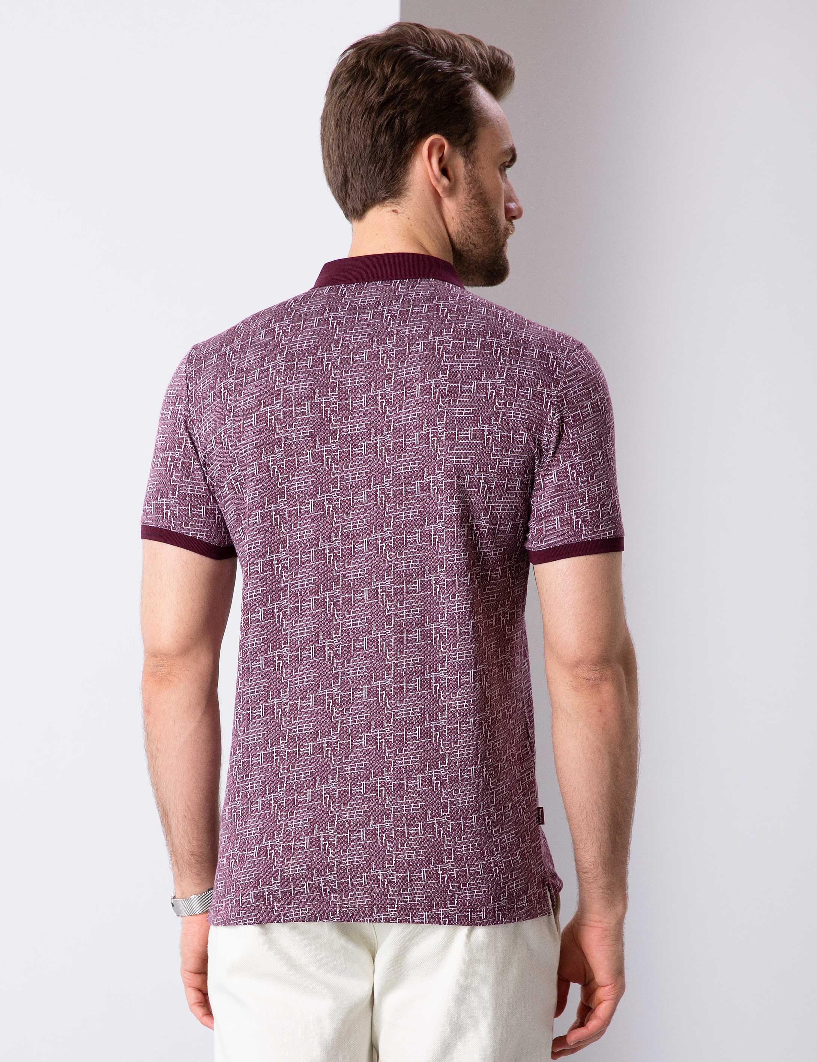 Bordo Slim Fit Polo Yaka T-Shirt