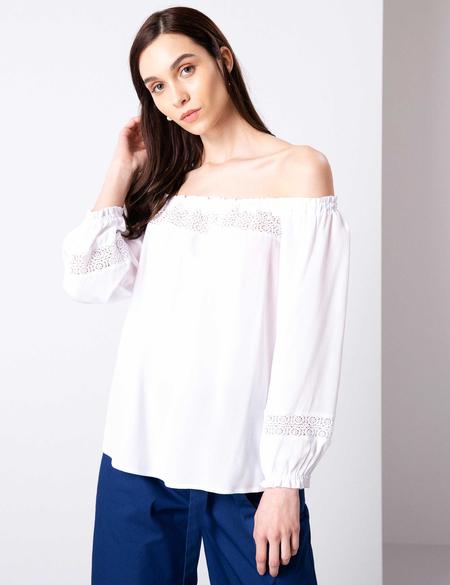 Beyaz Crop Top Bluz - 50202566005