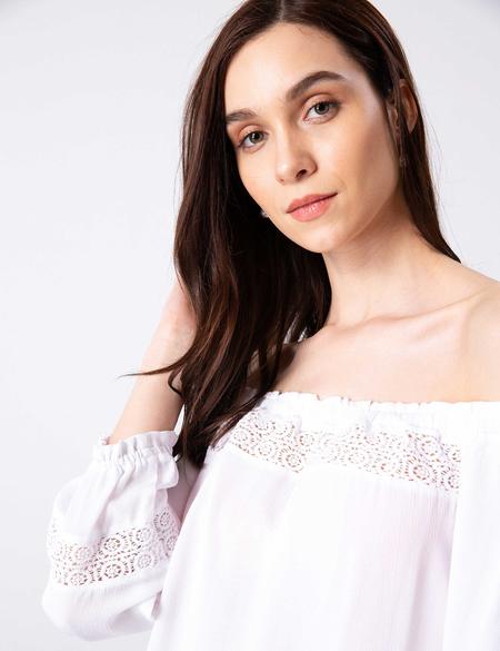 Beyaz Crop Top Bluz - 50202566005