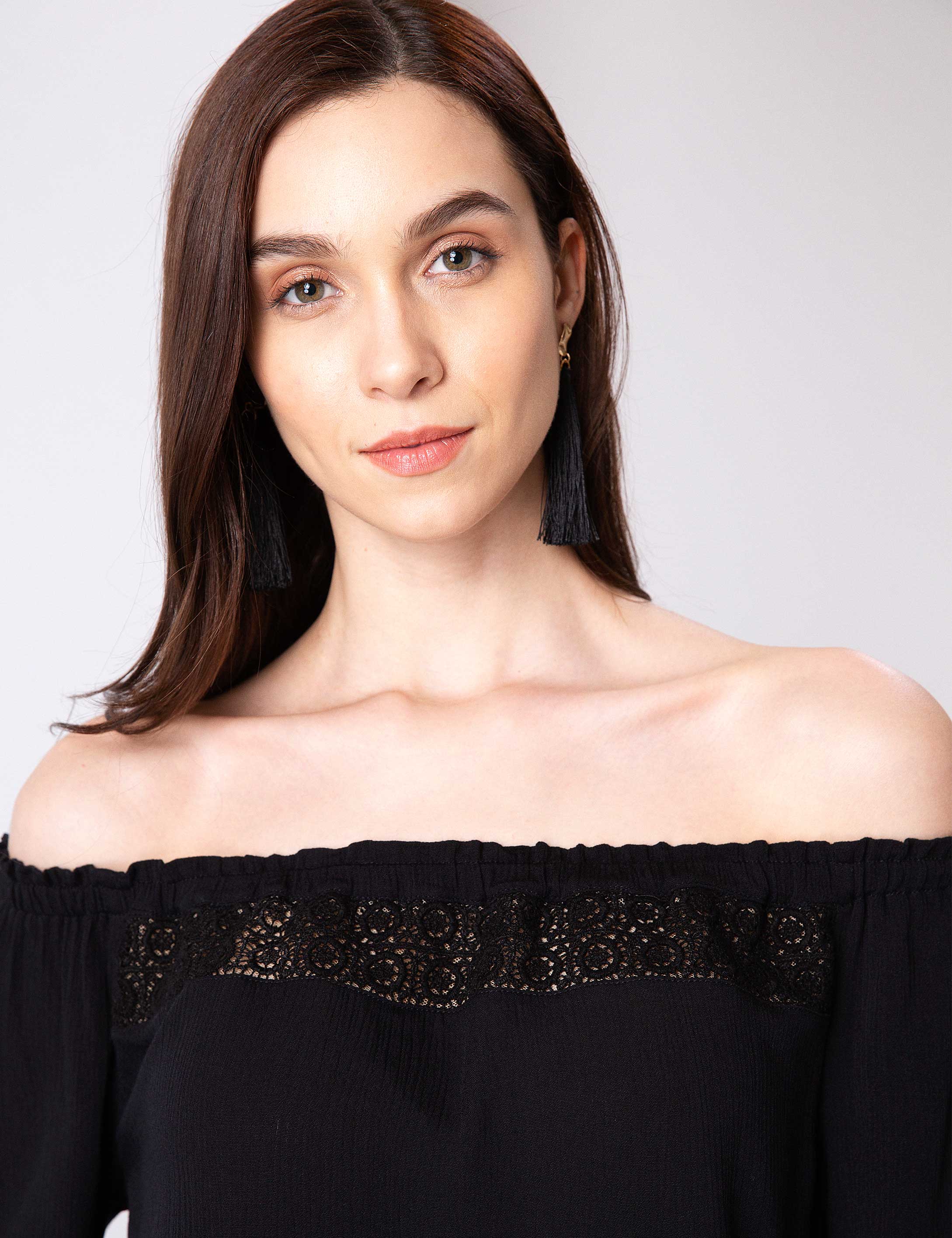 Siyah Crop Top Bluz