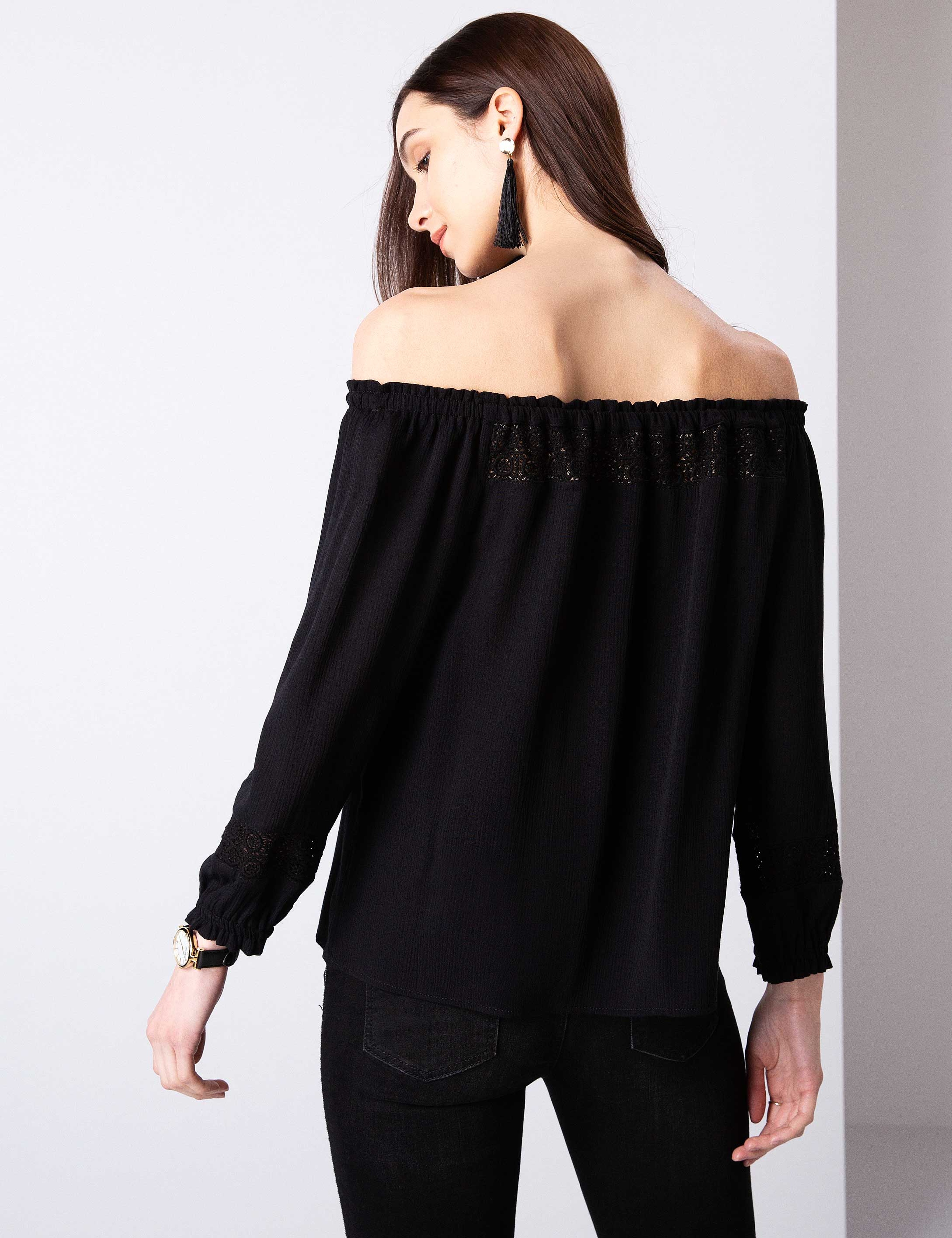 Siyah Crop Top Bluz - Image 4