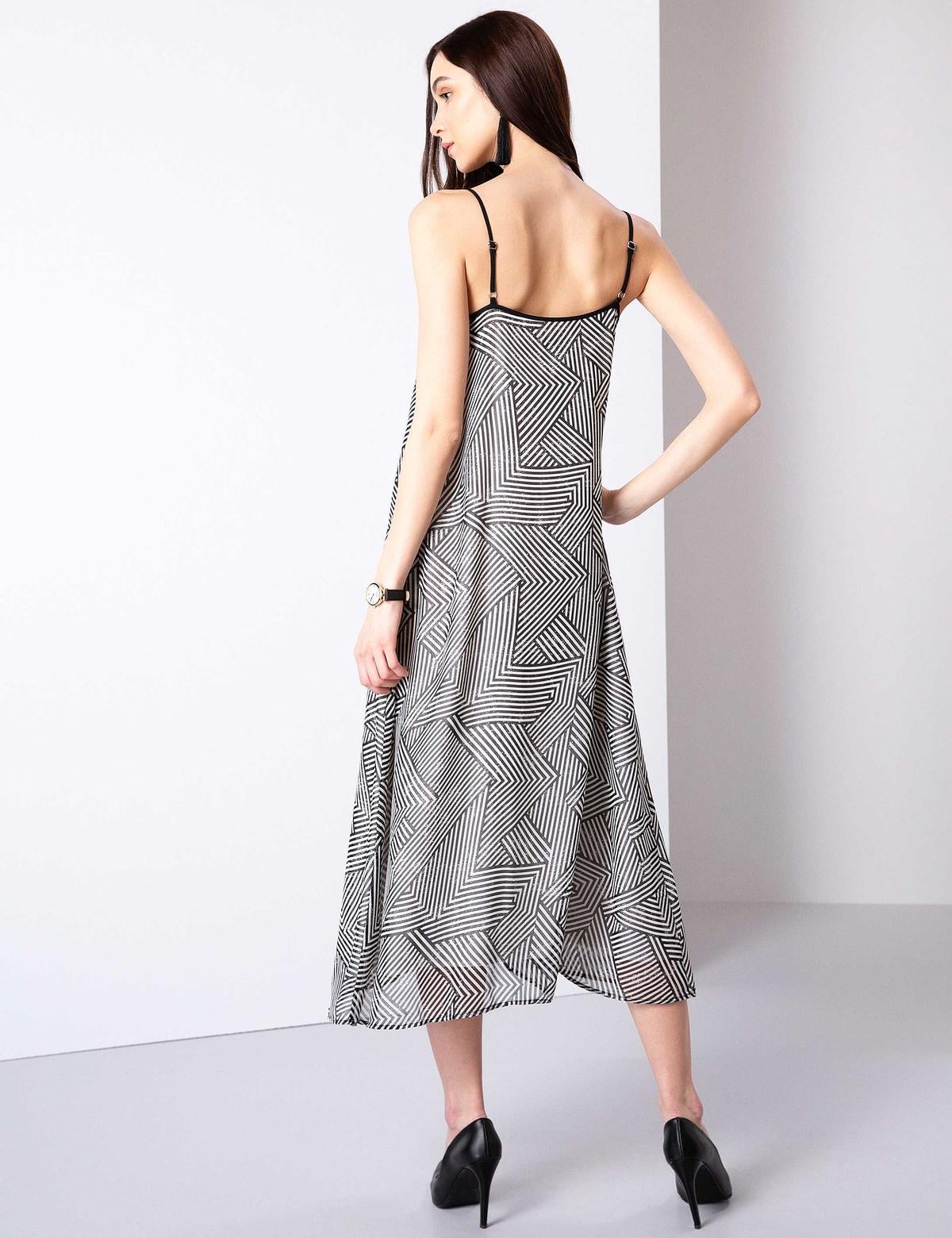 Siyah Rahat Kesim Dokuma Elbise - 50202577002