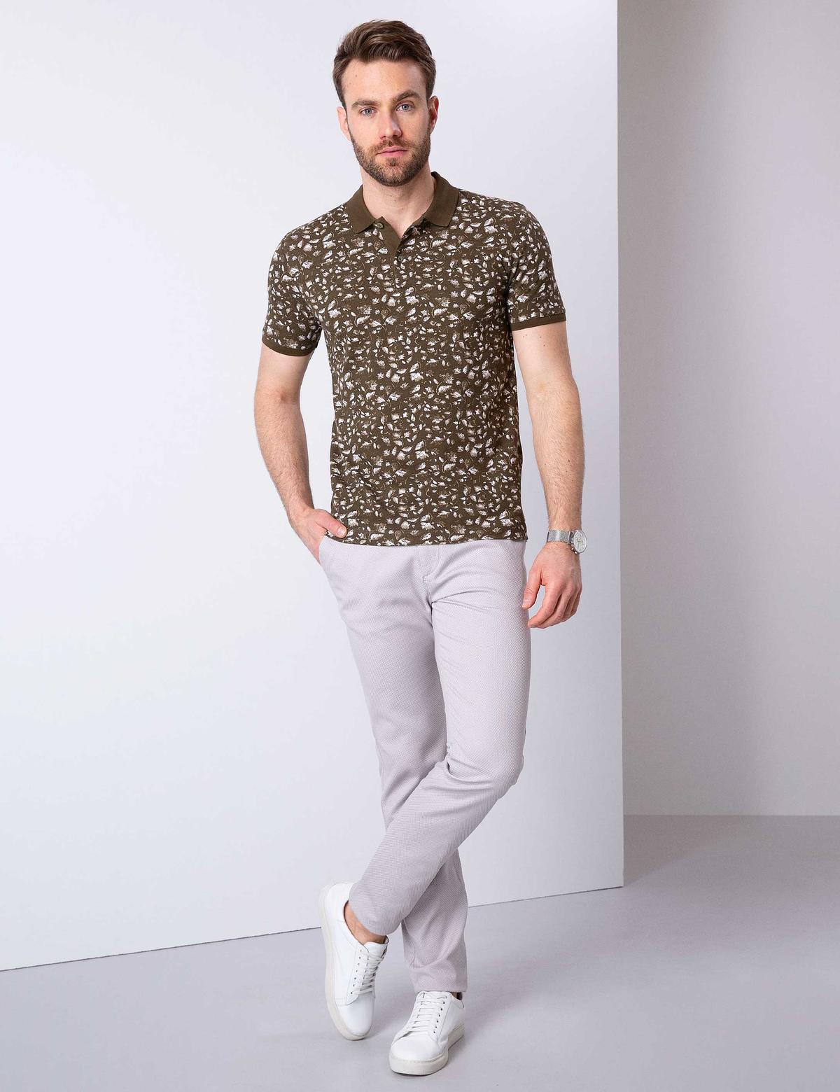 Haki Slim Fit Polo Yaka Tişört - 50202585011