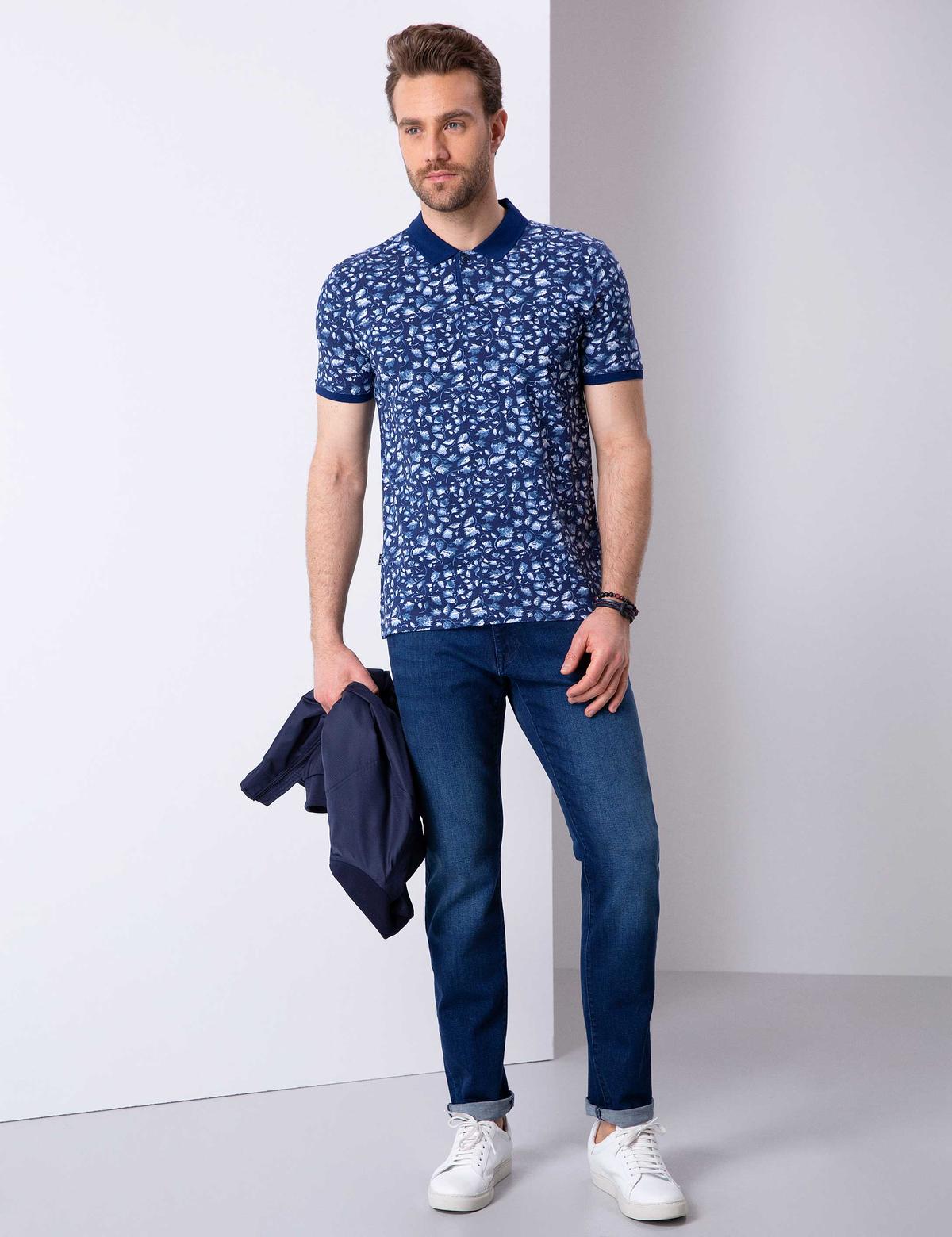 Lacivert Slim Fit Polo Yaka T-Shirt - 50202585024