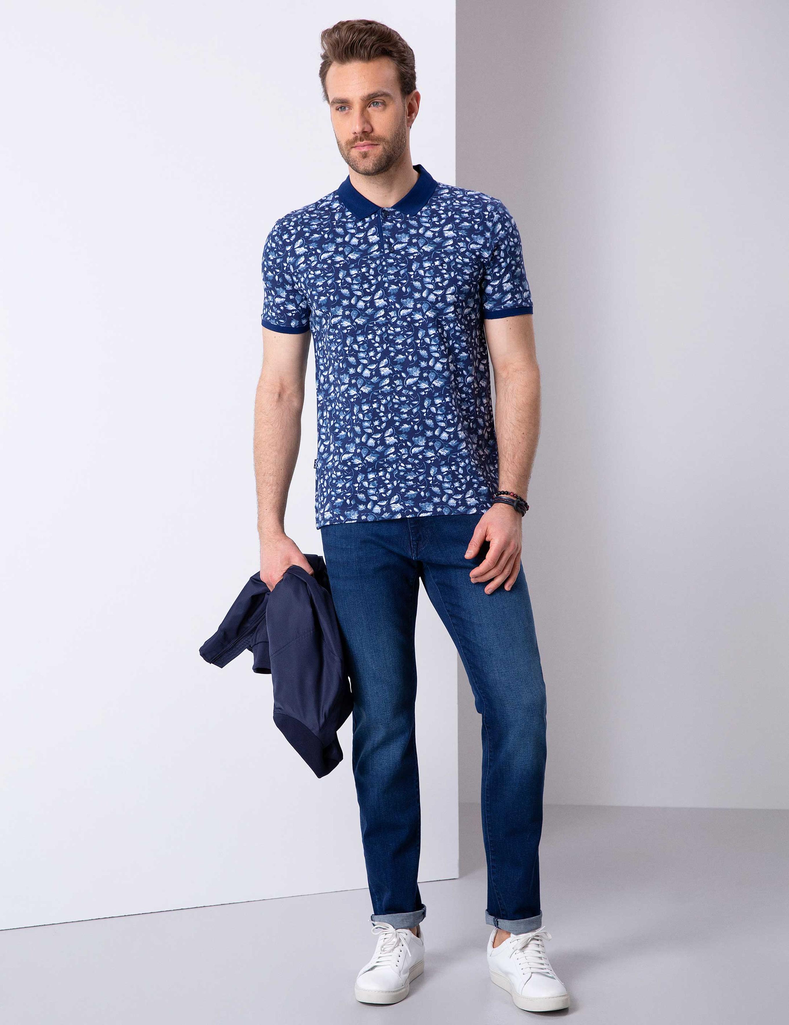 Lacivert Slim Fit Polo Yaka T-Shirt