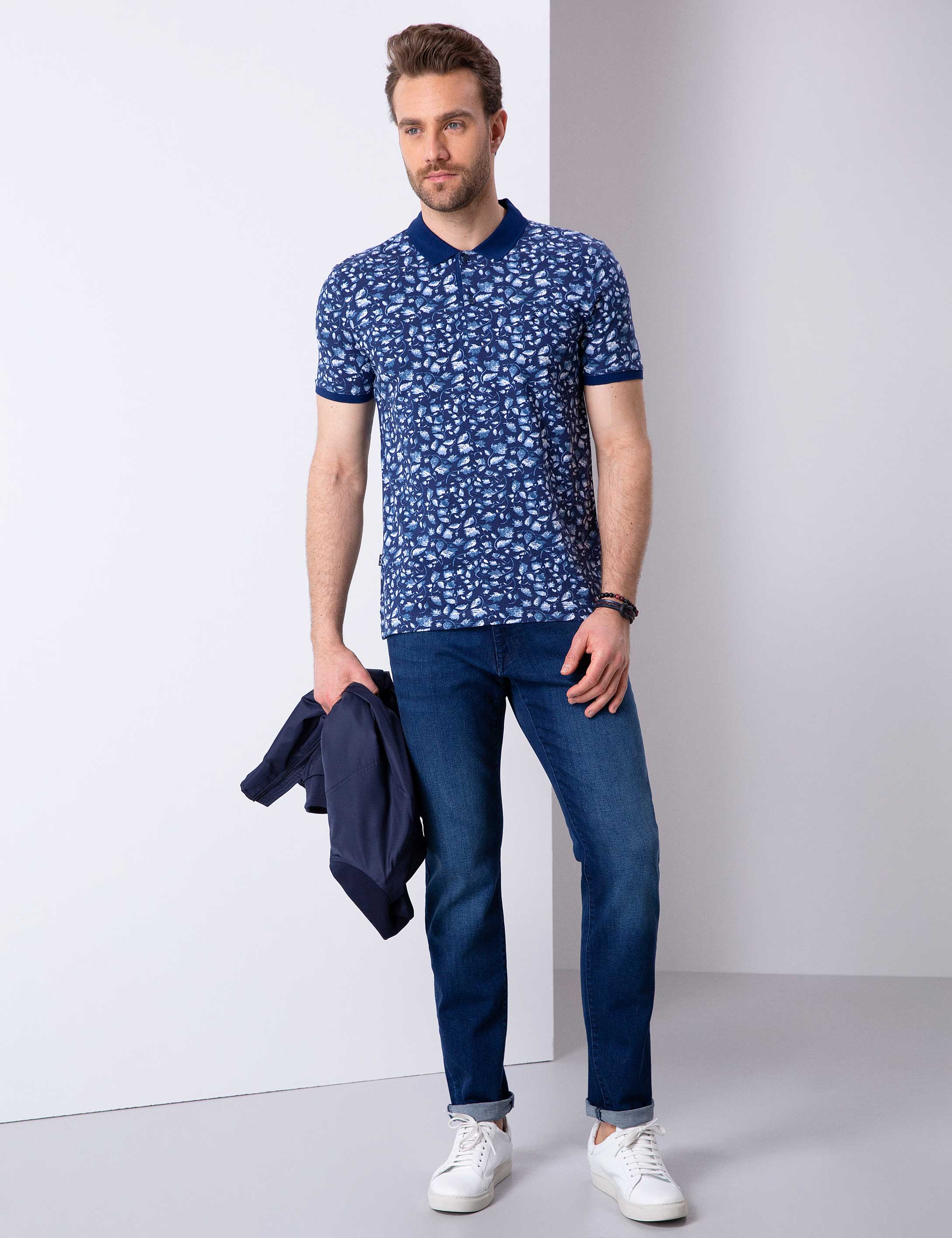 Lacivert Slim Fit Polo Yaka Tişört - Image 2