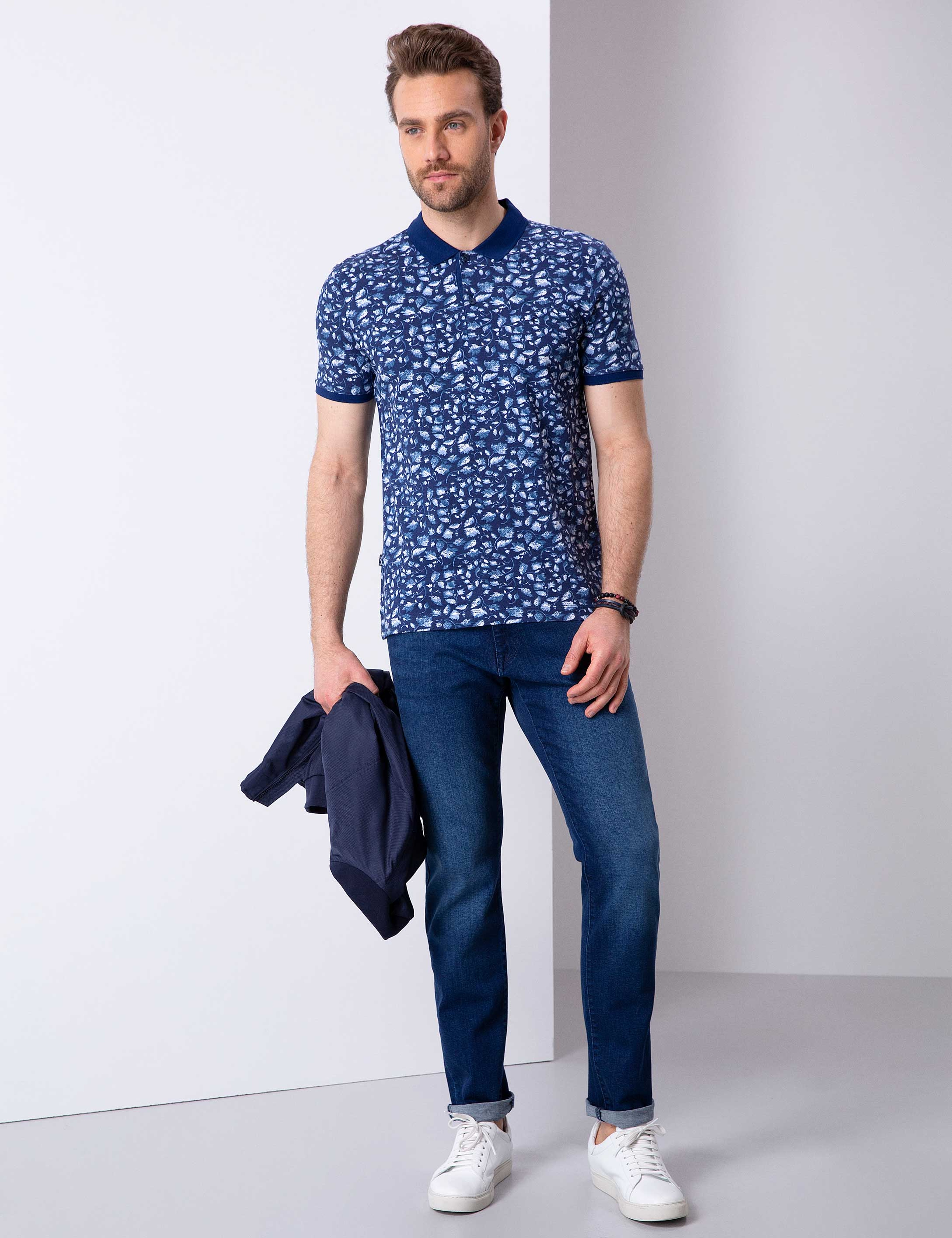 Lacivert Slim Fit Polo Yaka Tişört