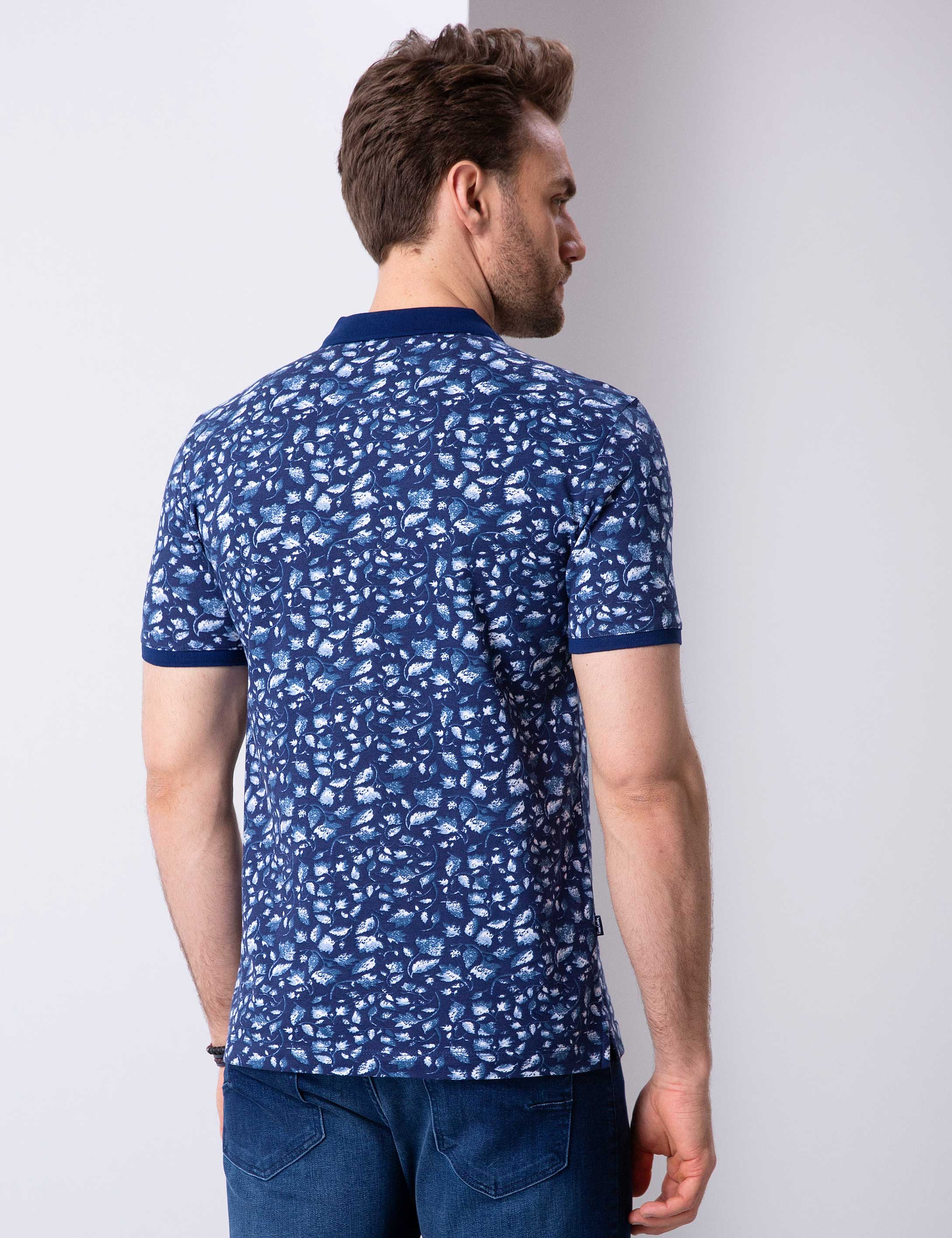 Lacivert Slim Fit Polo Yaka Tişört - Image 3
