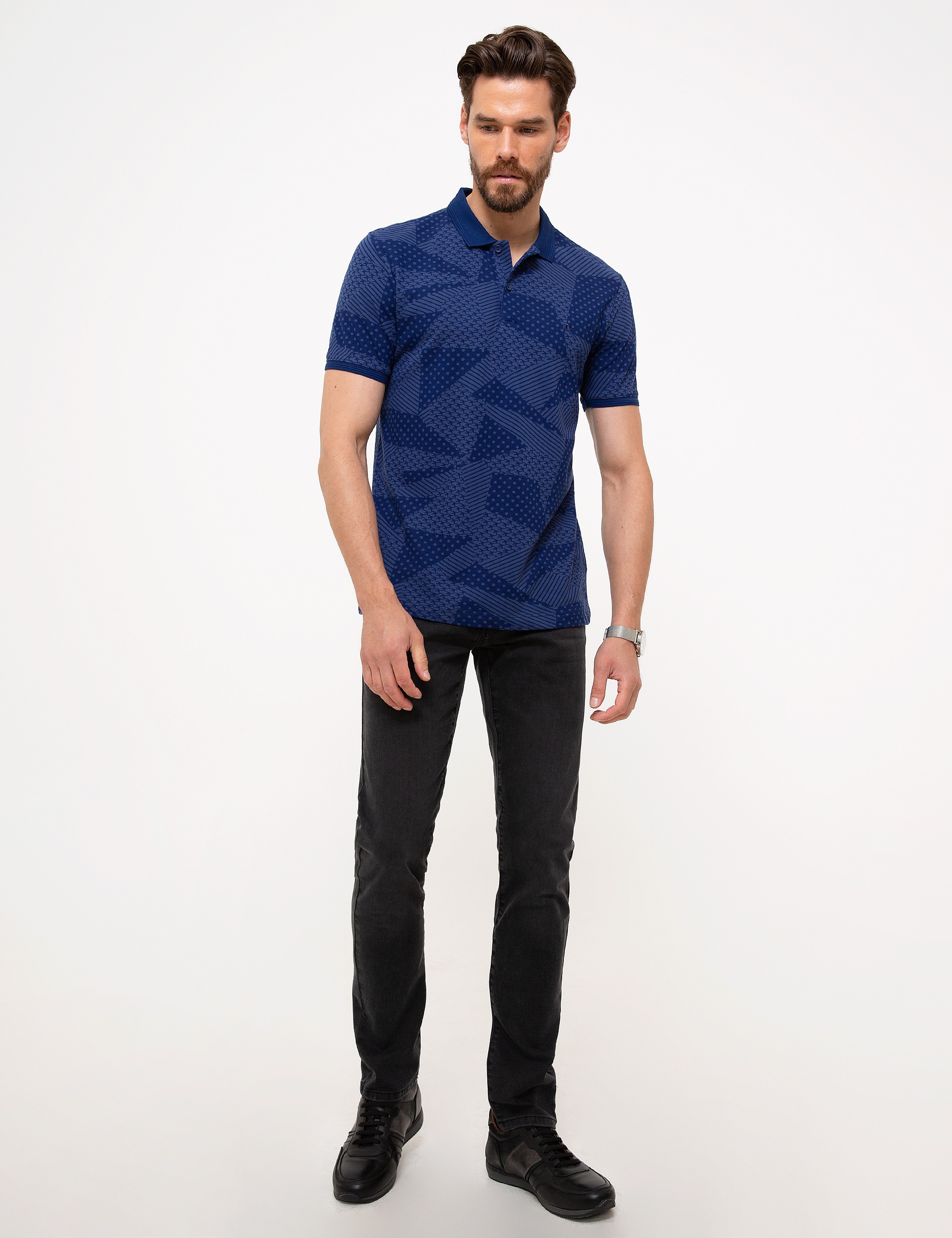 Antrasit Slim Fit Denim Pantolon - Image 1