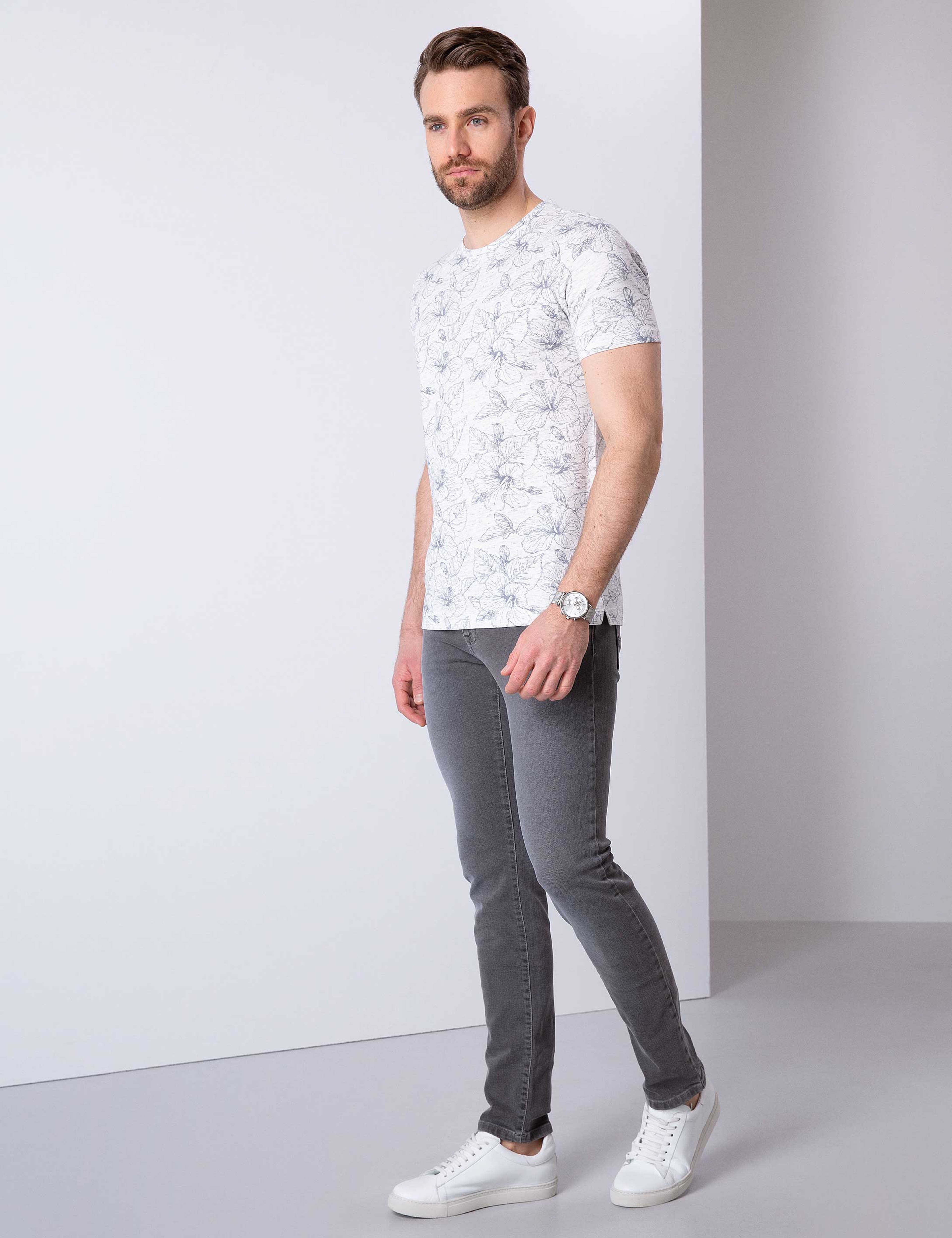 Koyu Gri Slim Fit Denim Pantolon - Image 2