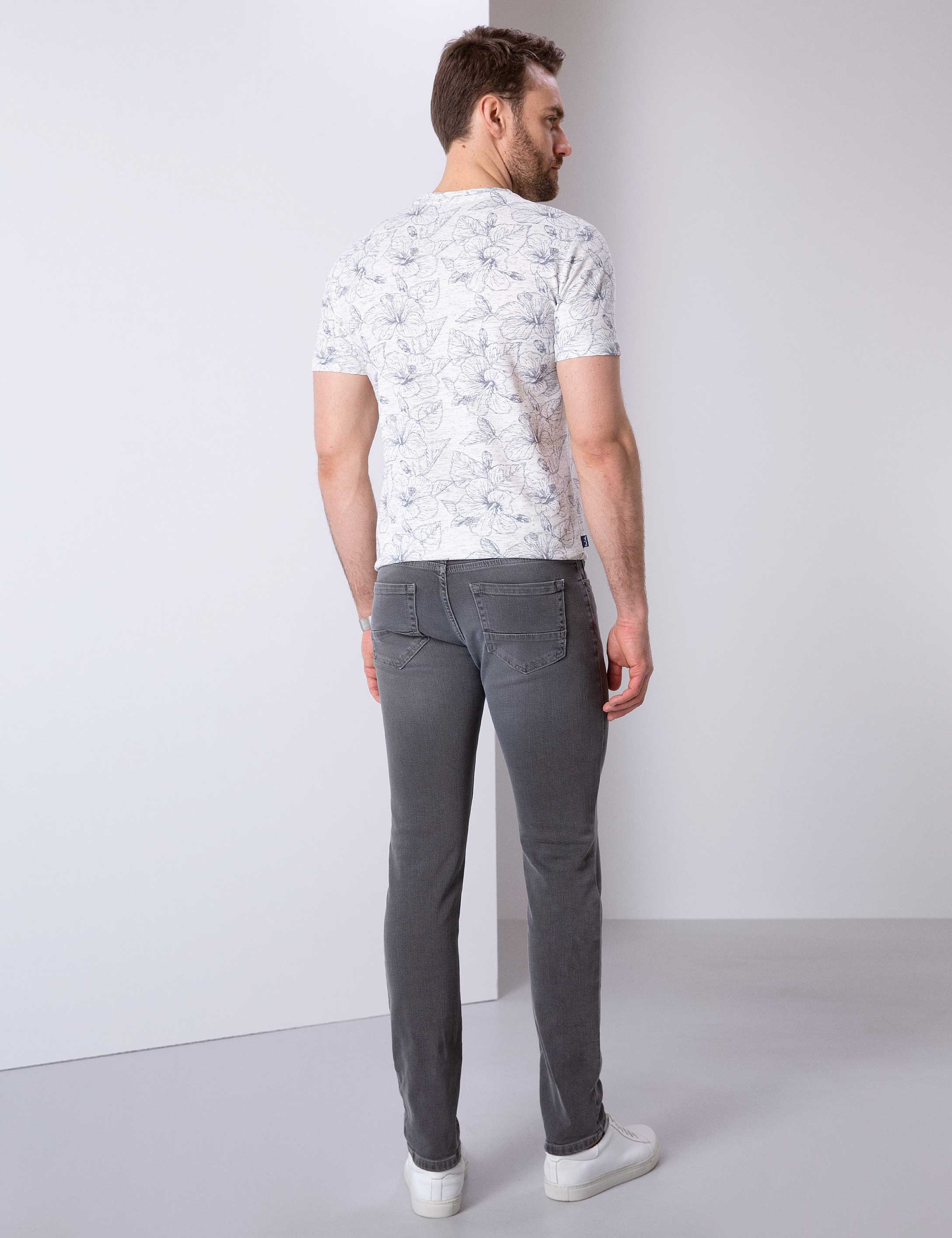 Koyu Gri Slim Fit Denim Pantolon - Image 3