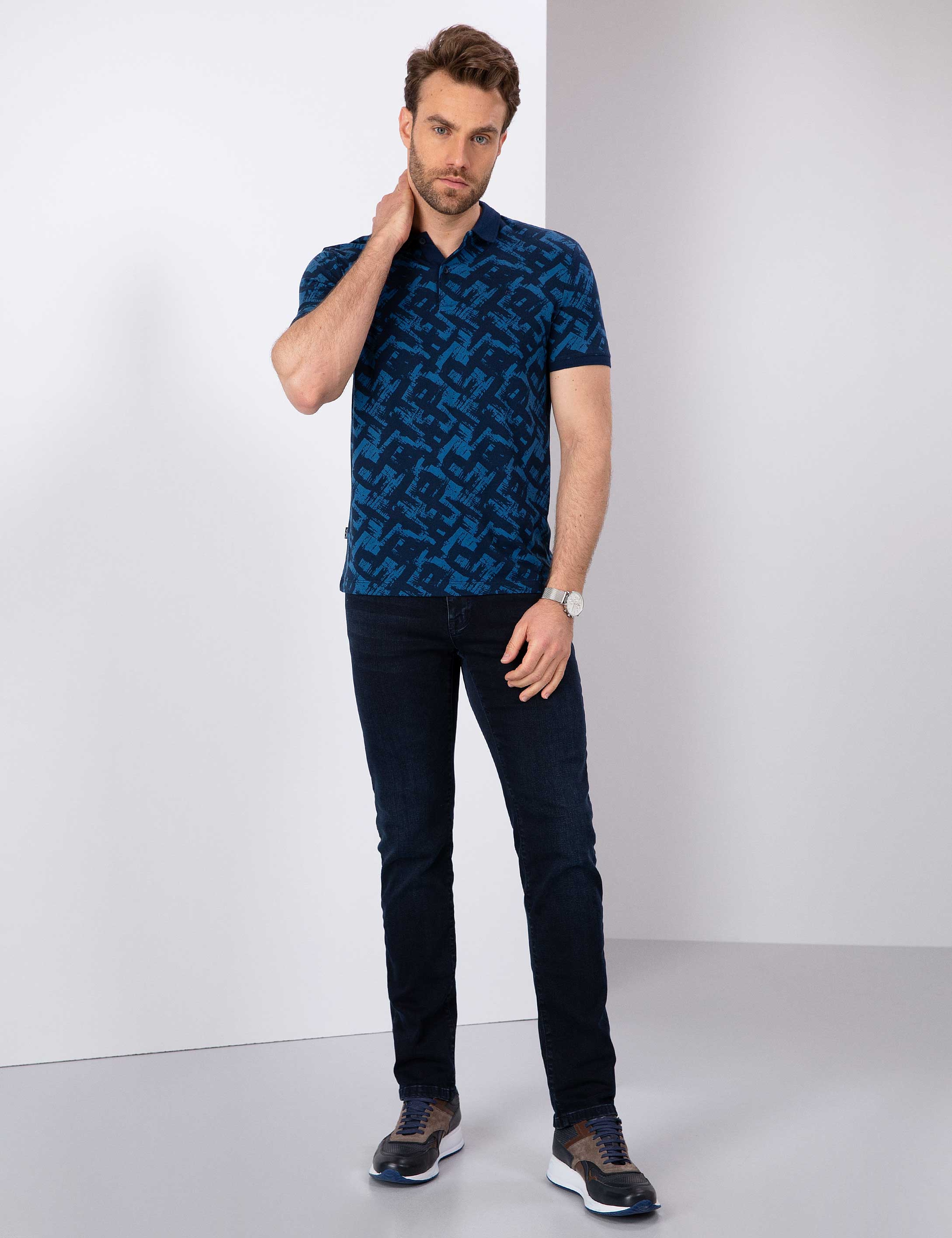 Lacivert Slim Fit Denim Pantolon - Image 1