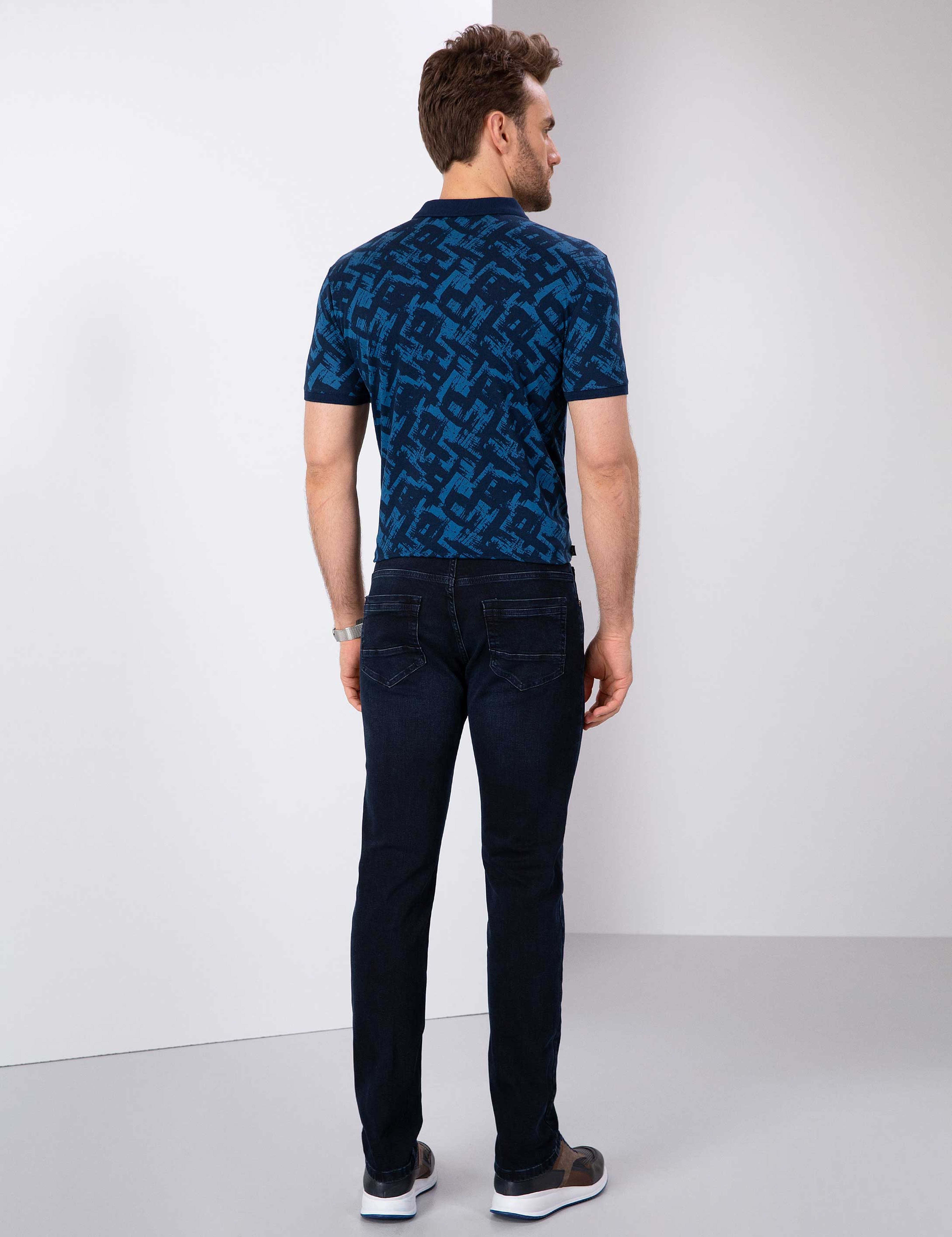 Lacivert Slim Fit Denim Pantolon - Image 3