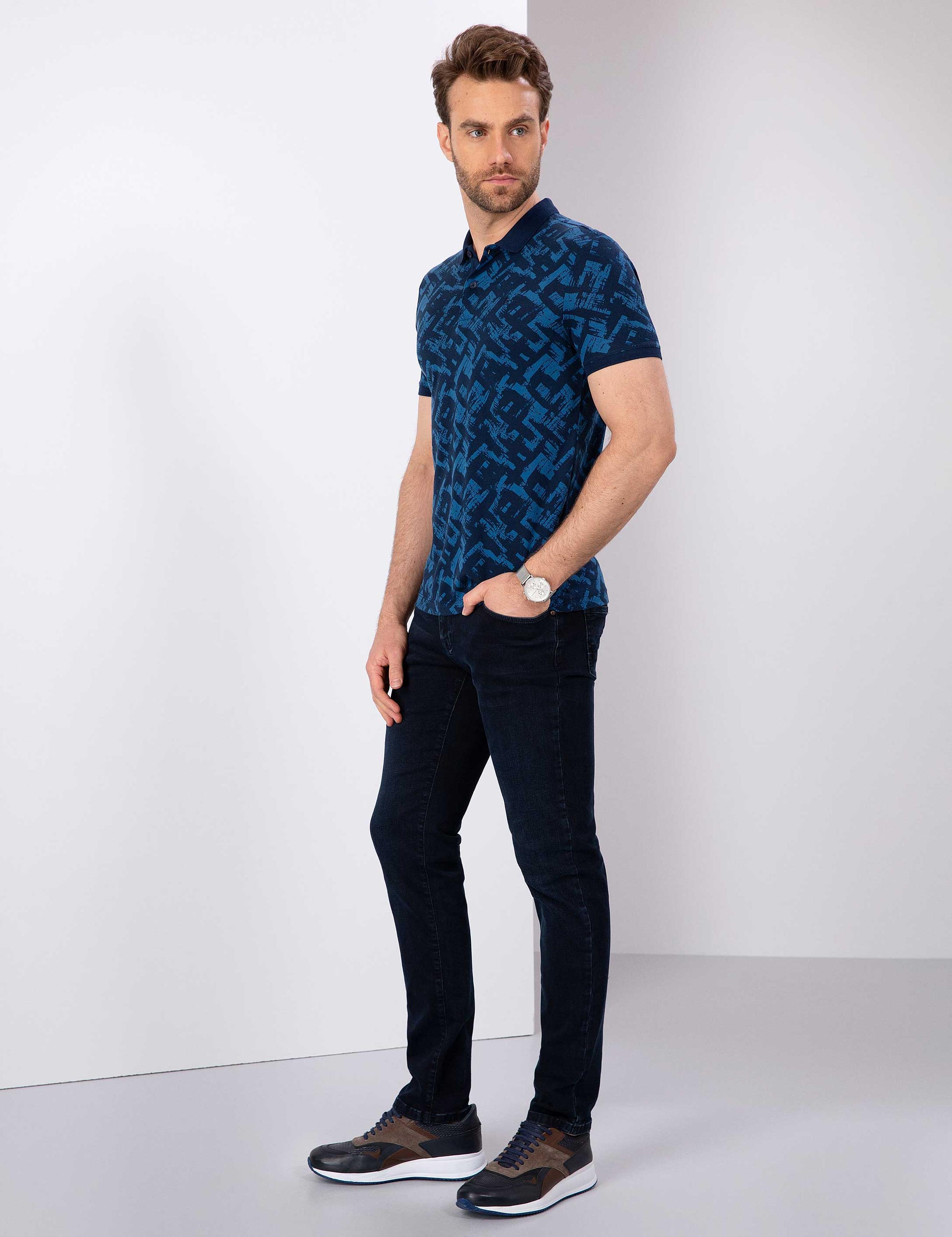 Lacivert Slim Fit Denim Pantolon