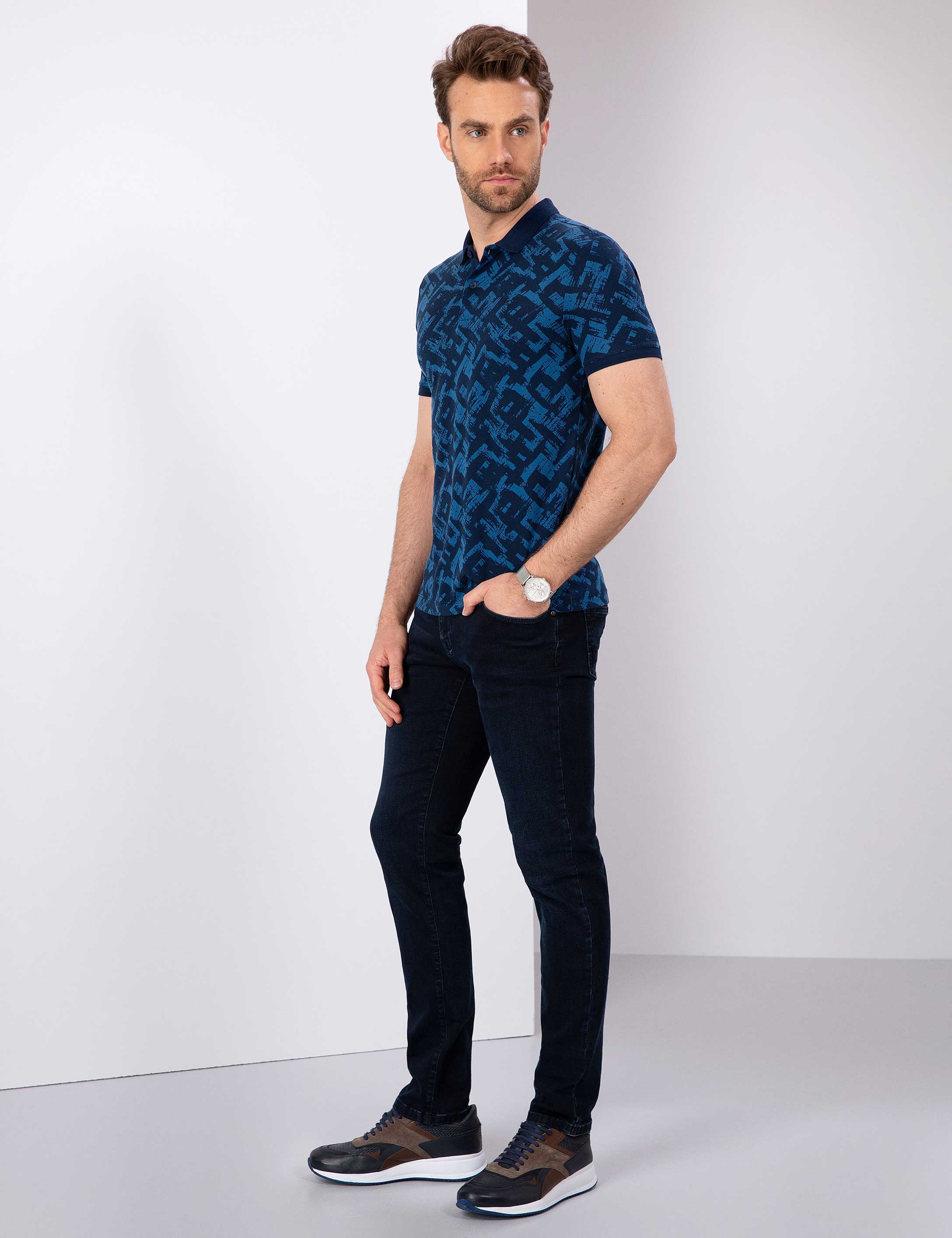 Lacivert Slim Fit Denim Pantolon