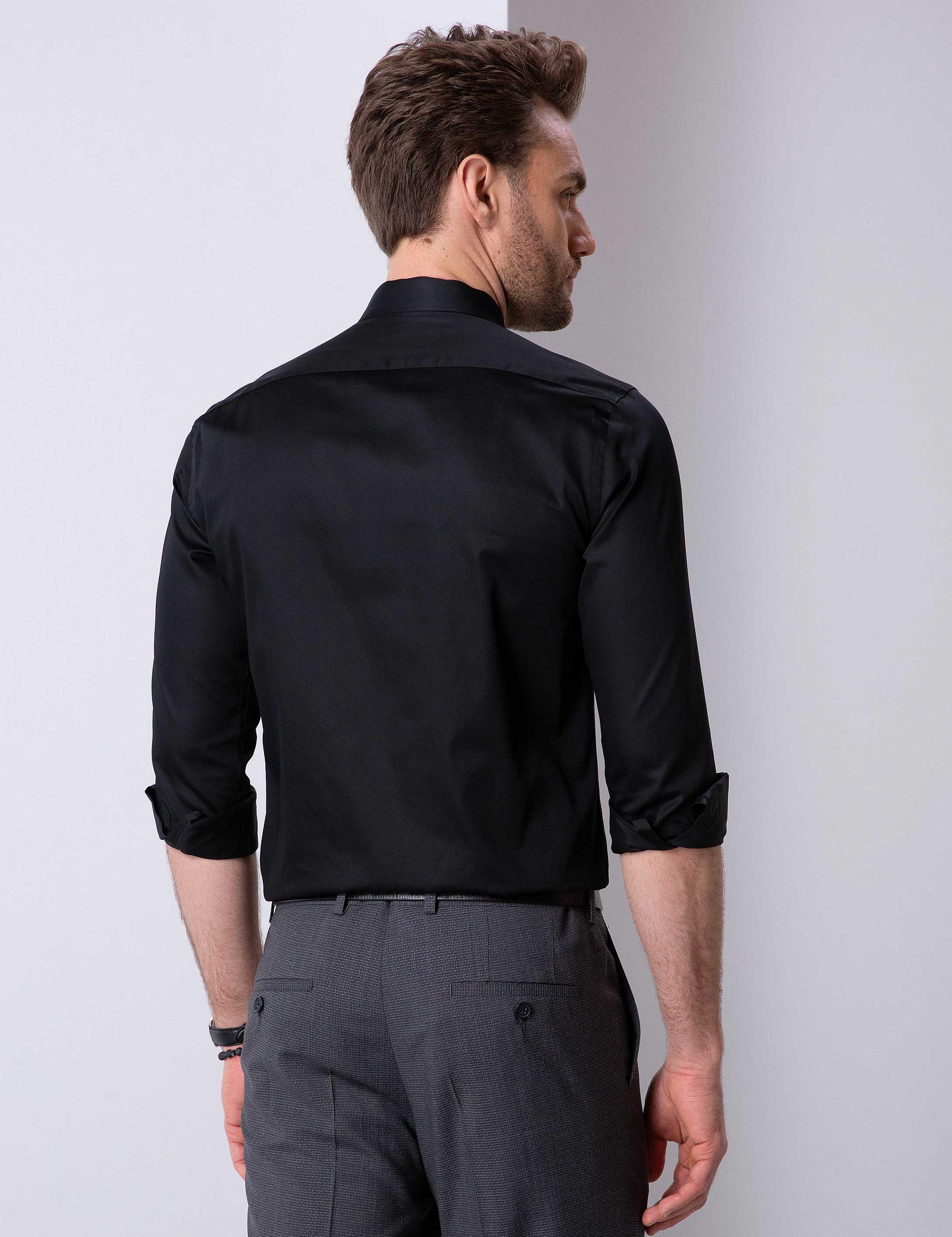 Siyah Slim Fit Basic Gömlek