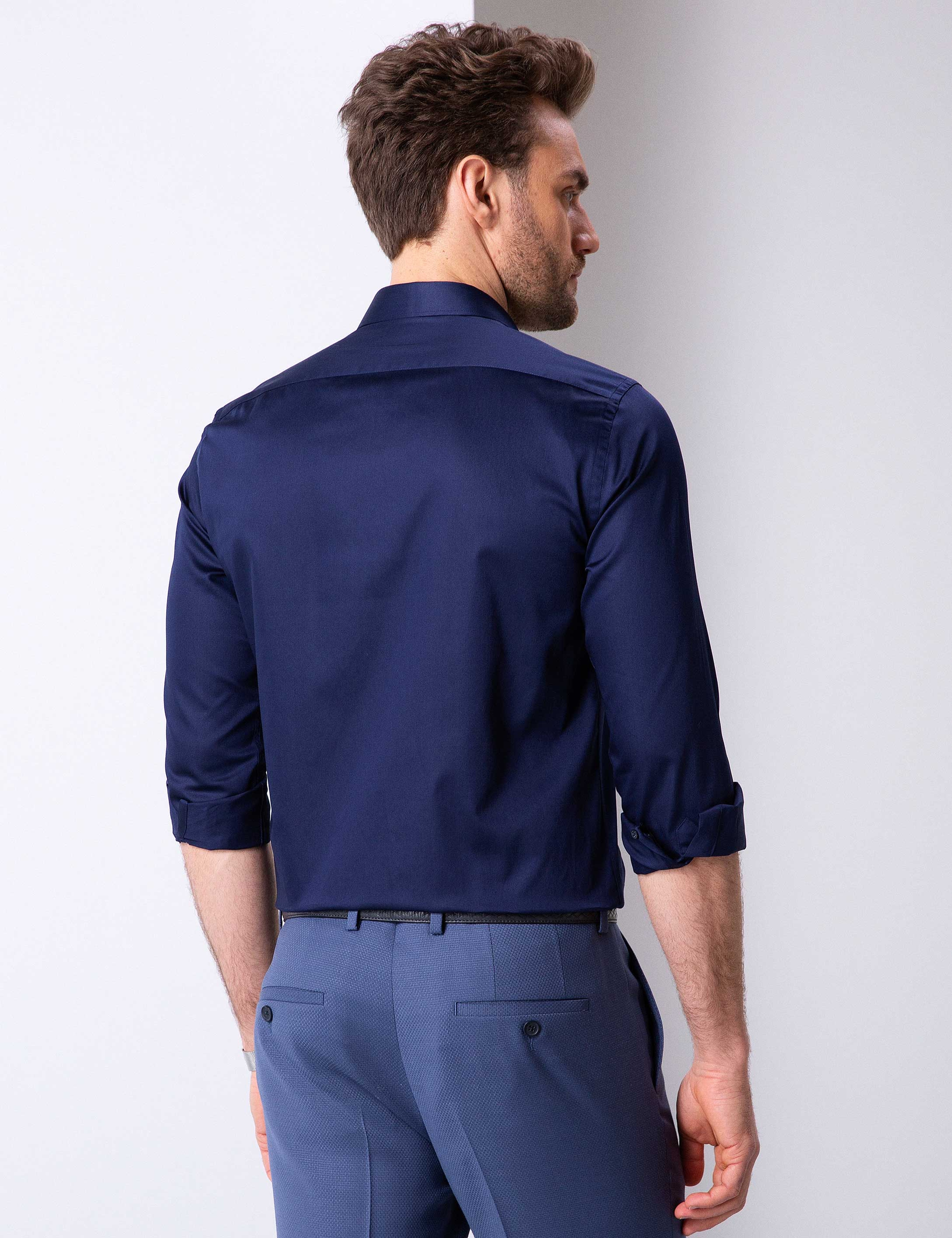 Lacivert Slim Fit Basic Gömlek