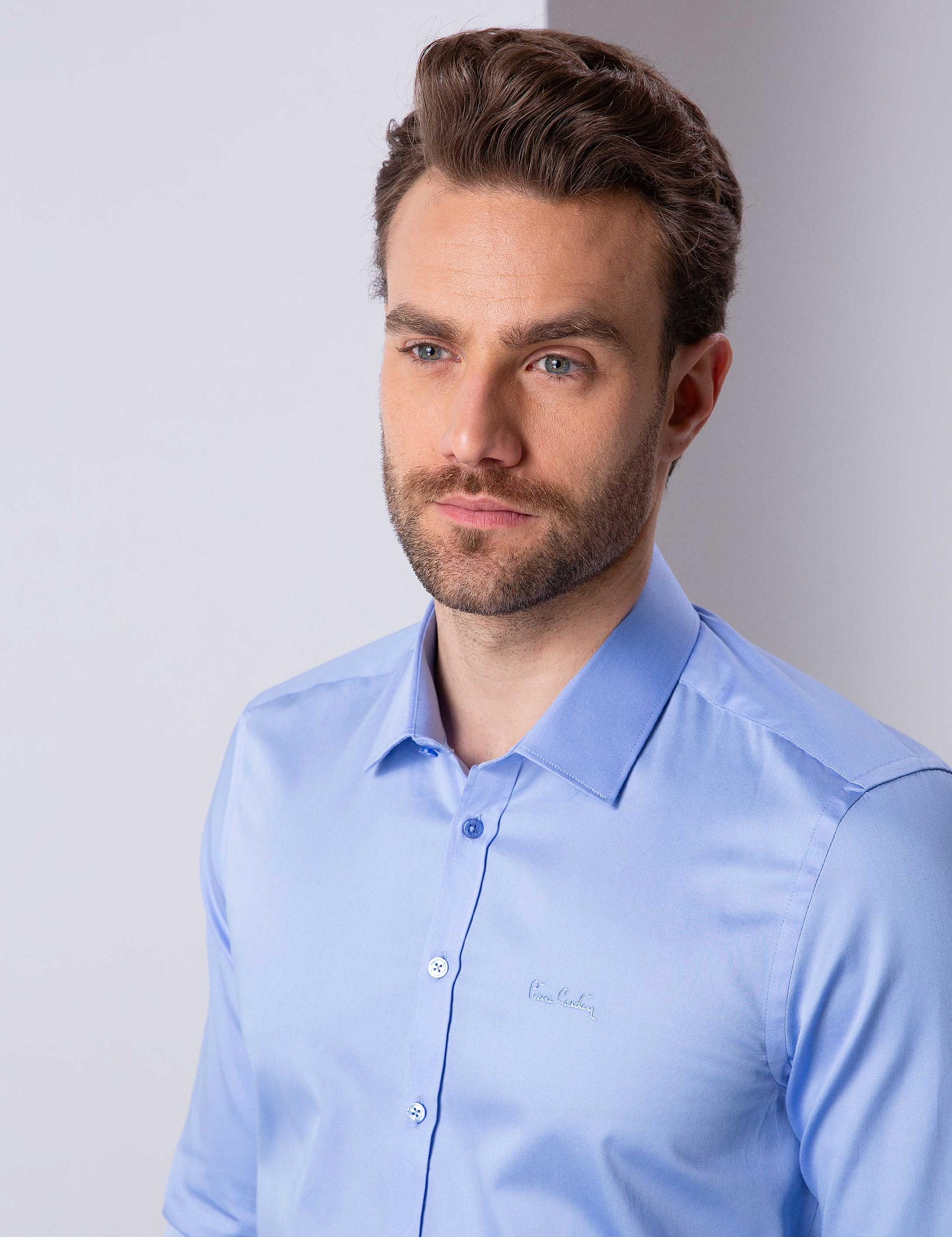 Koyu Mavi Slim Fit Uzun Kollu Basic Gömlek