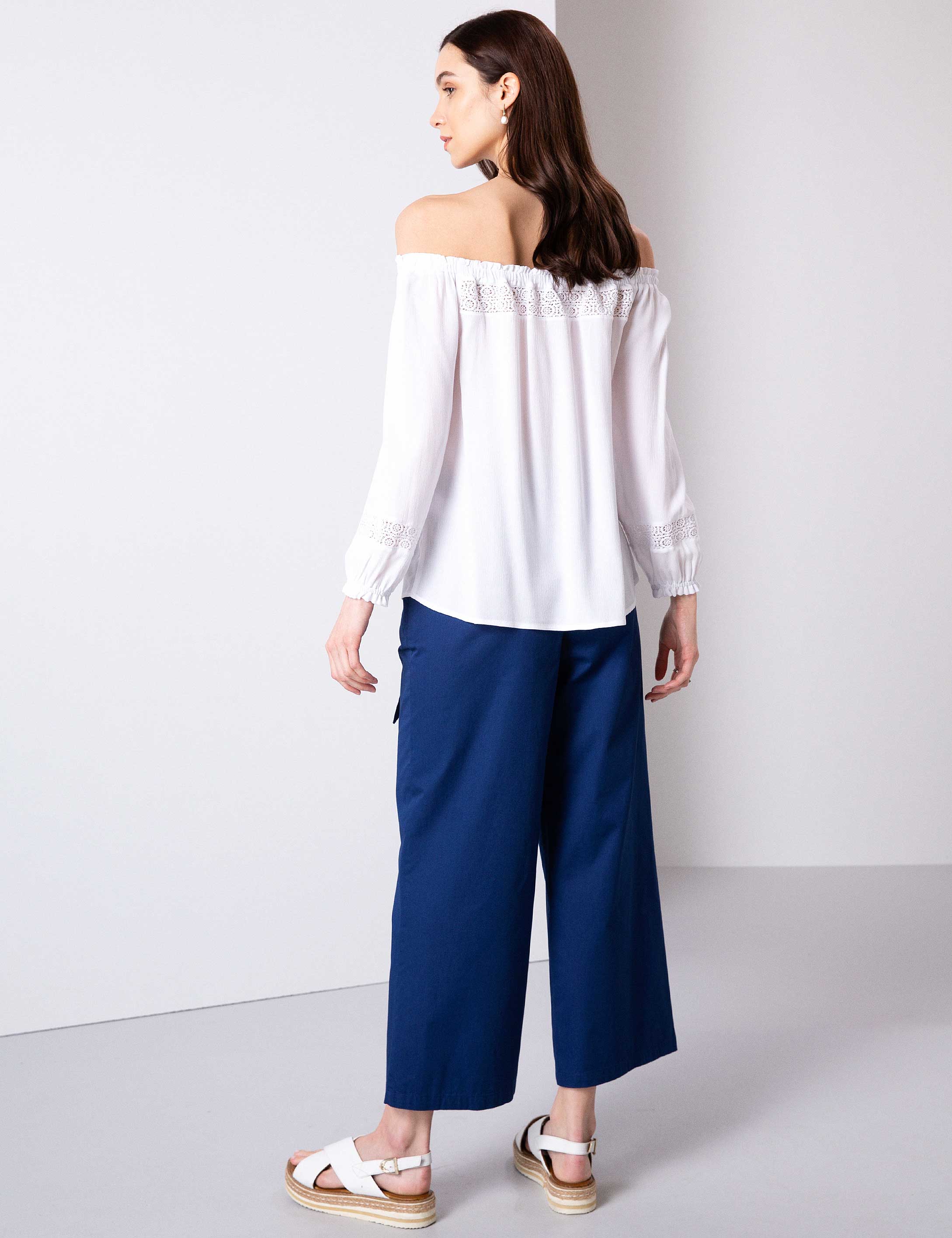 Lacivert Flare Fit Kumaş Pantolon - Image 3