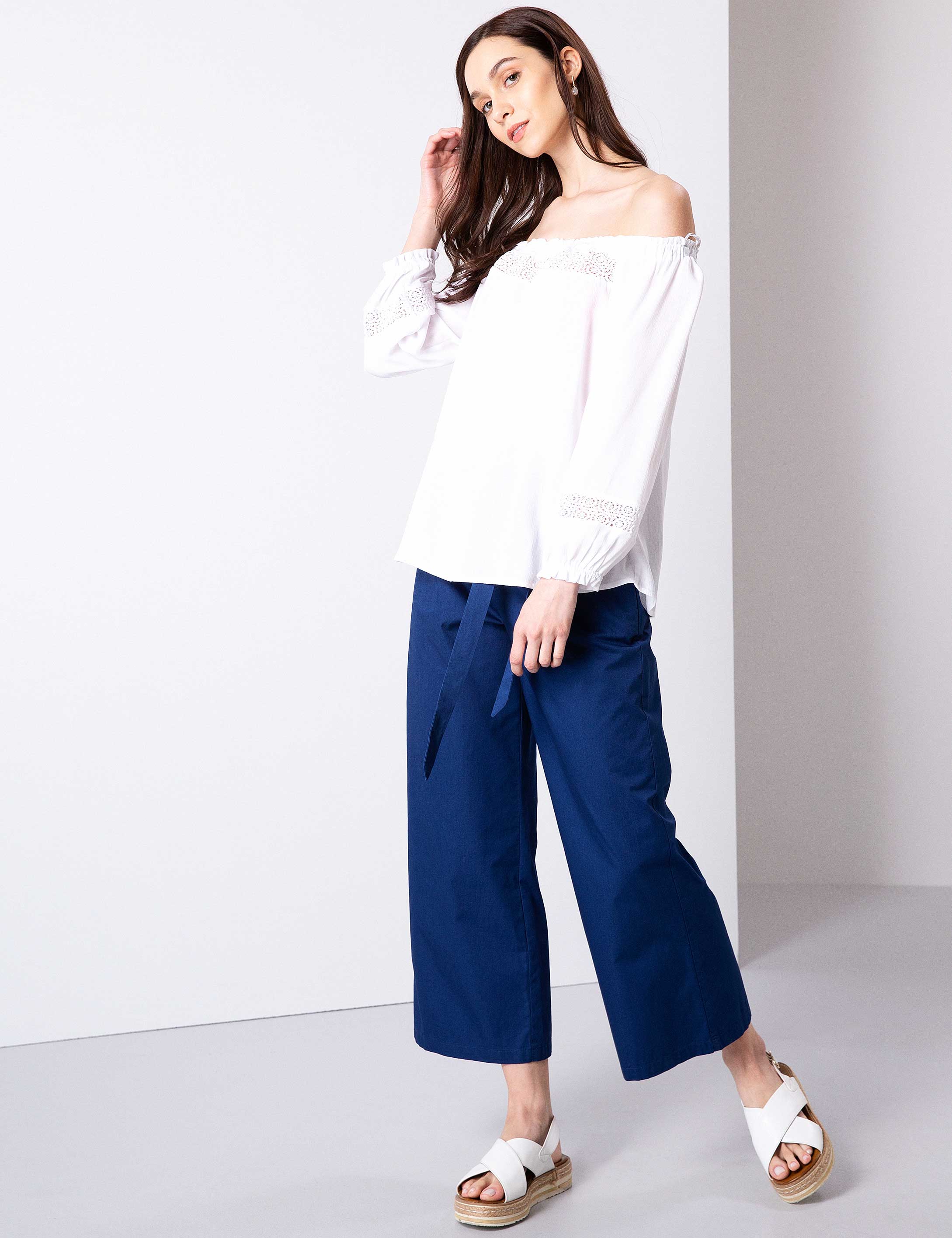 Lacivert Flare Fit Kumaş Pantolon - Image 2