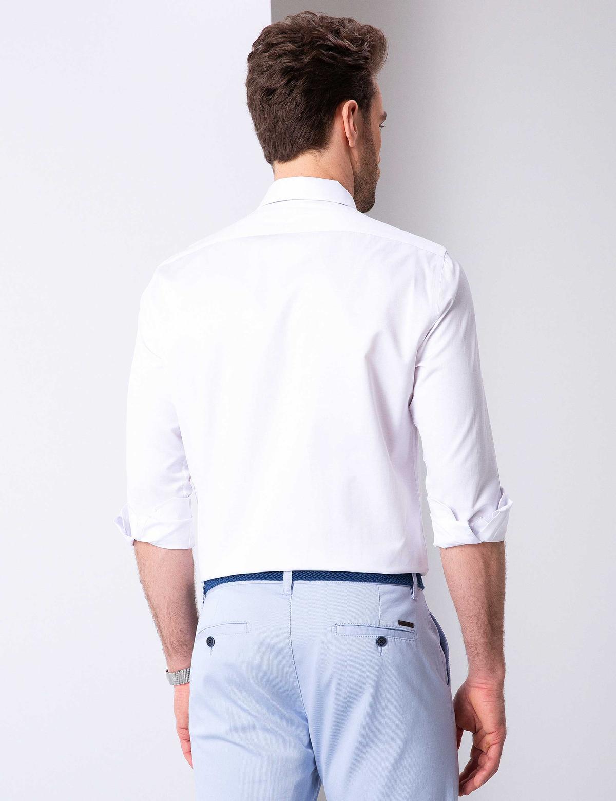 Beyaz Regular Fit Uzun Kollu Basic Gömlek - 50204564005