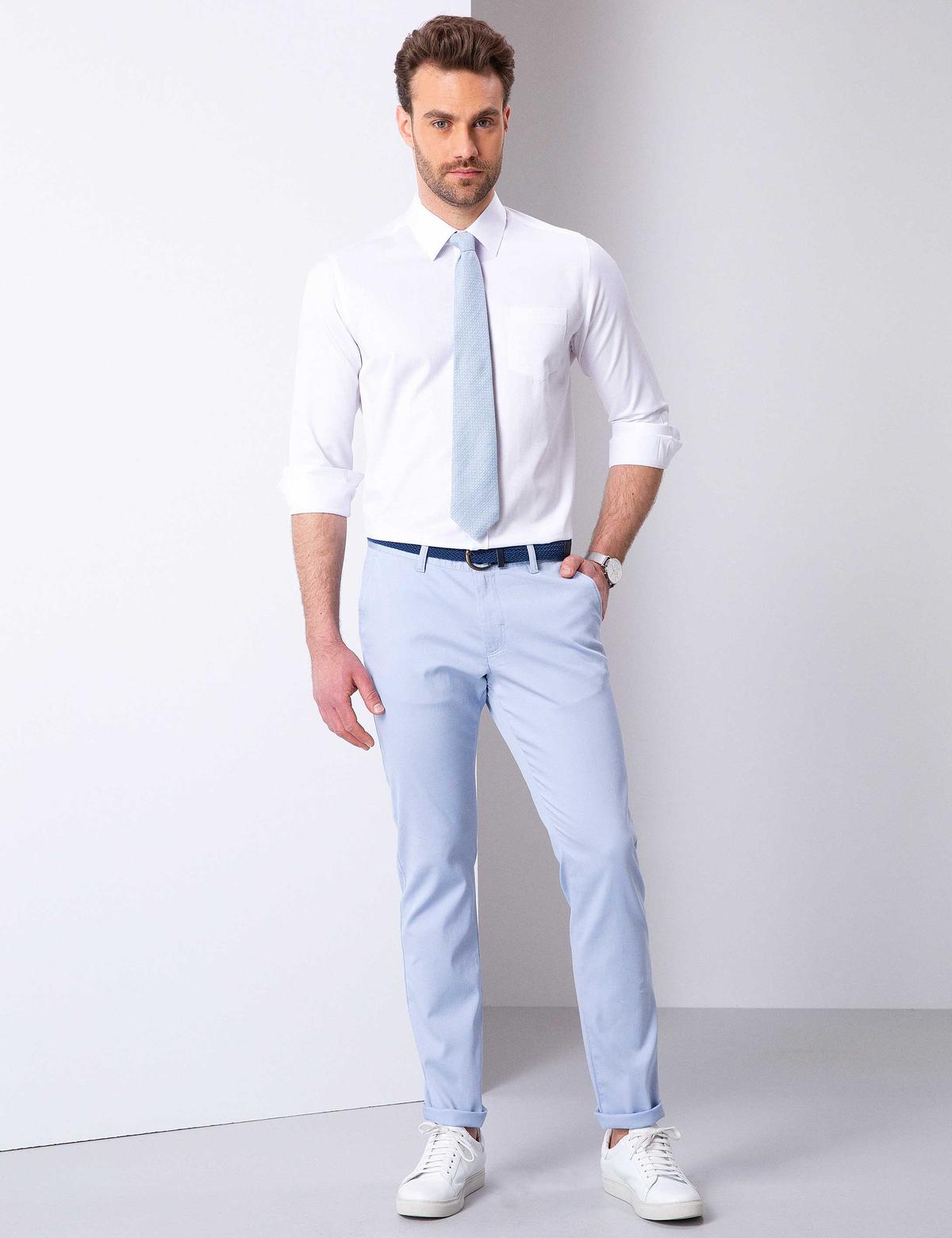 Beyaz Regular Fit Uzun Kollu Basic Gömlek - 50204564005