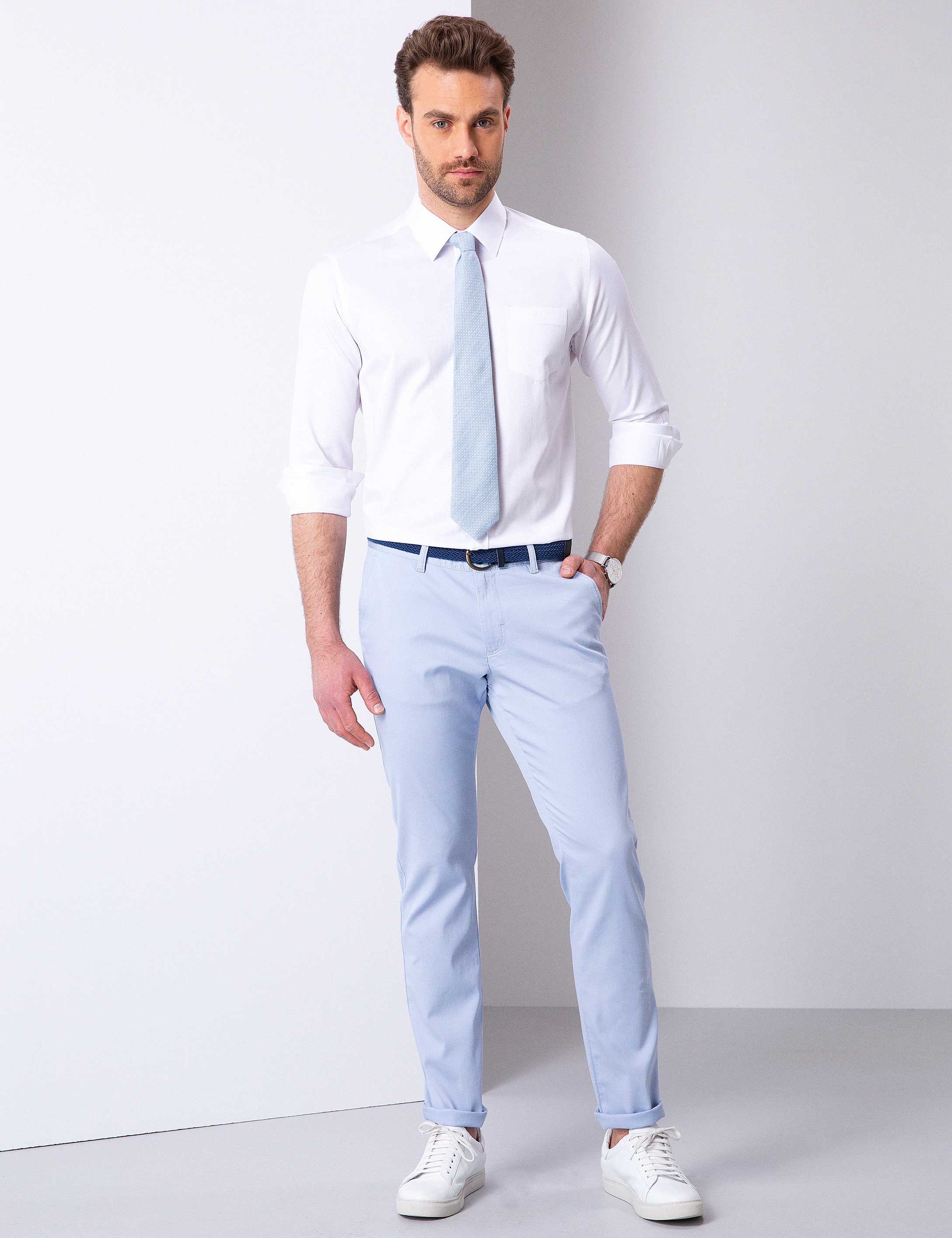 Beyaz Regular Fit Uzun Kollu Basic Gömlek