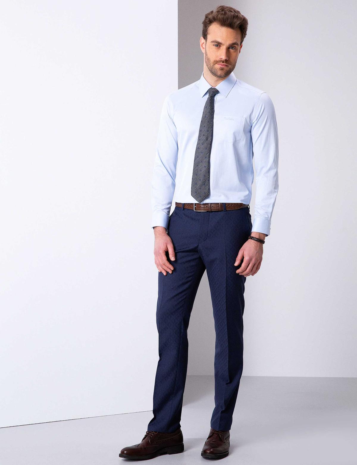 Açık Mavi Regular Fit Uzun Kollu Basic Gömlek - 50204564023