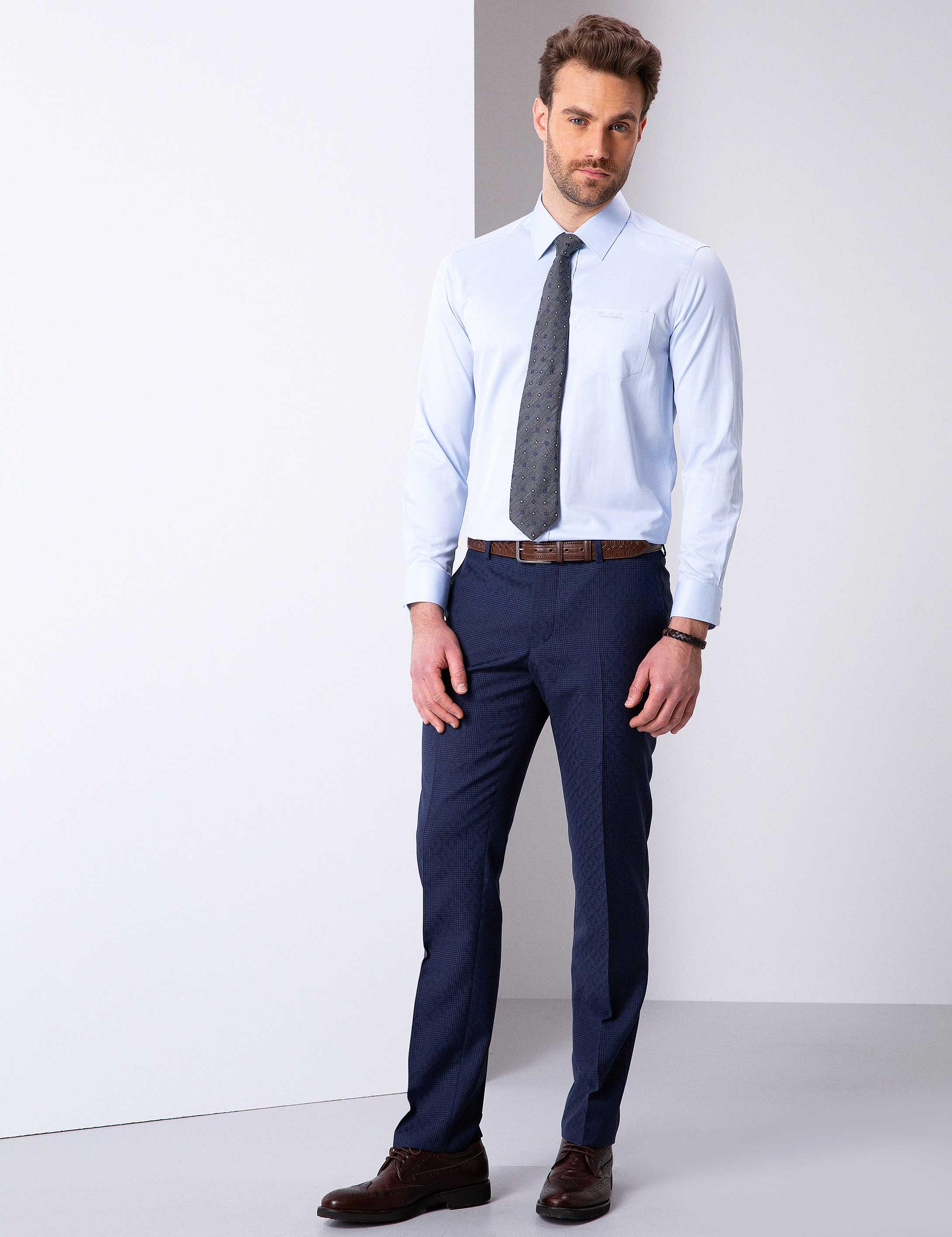 Açık Mavi Regular Fit Uzun Kollu Basic Gömlek